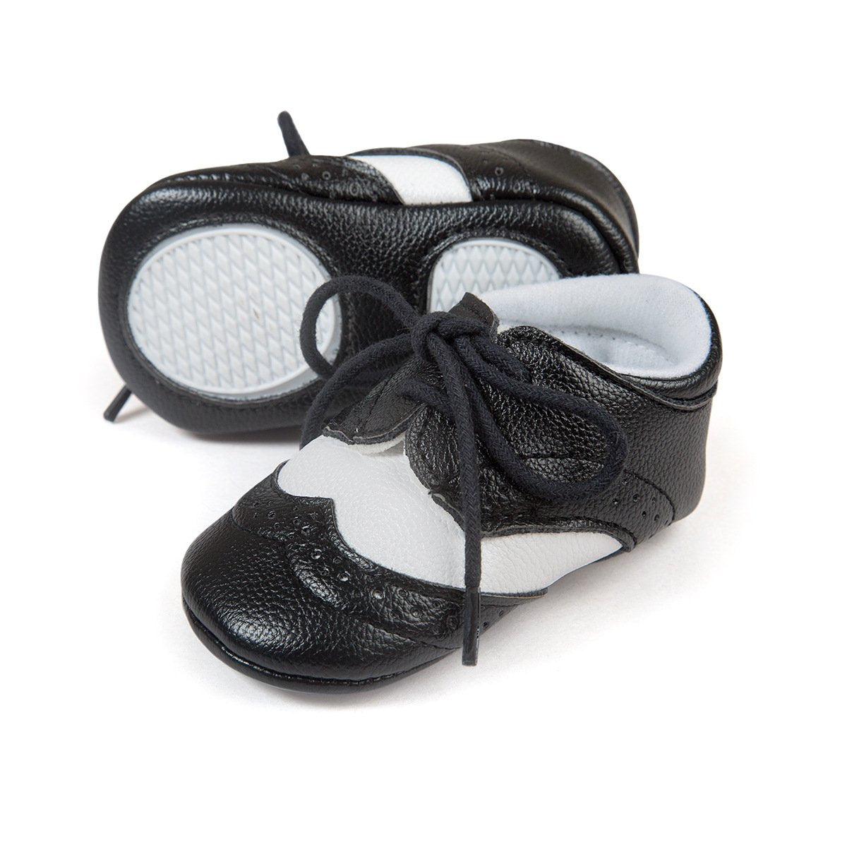 ESTAMICO Babyschuhe für Jungen – PU Schnürsenkel Lauflernschuhe Kleinkind Sneaker Grau 6-12 Monate
