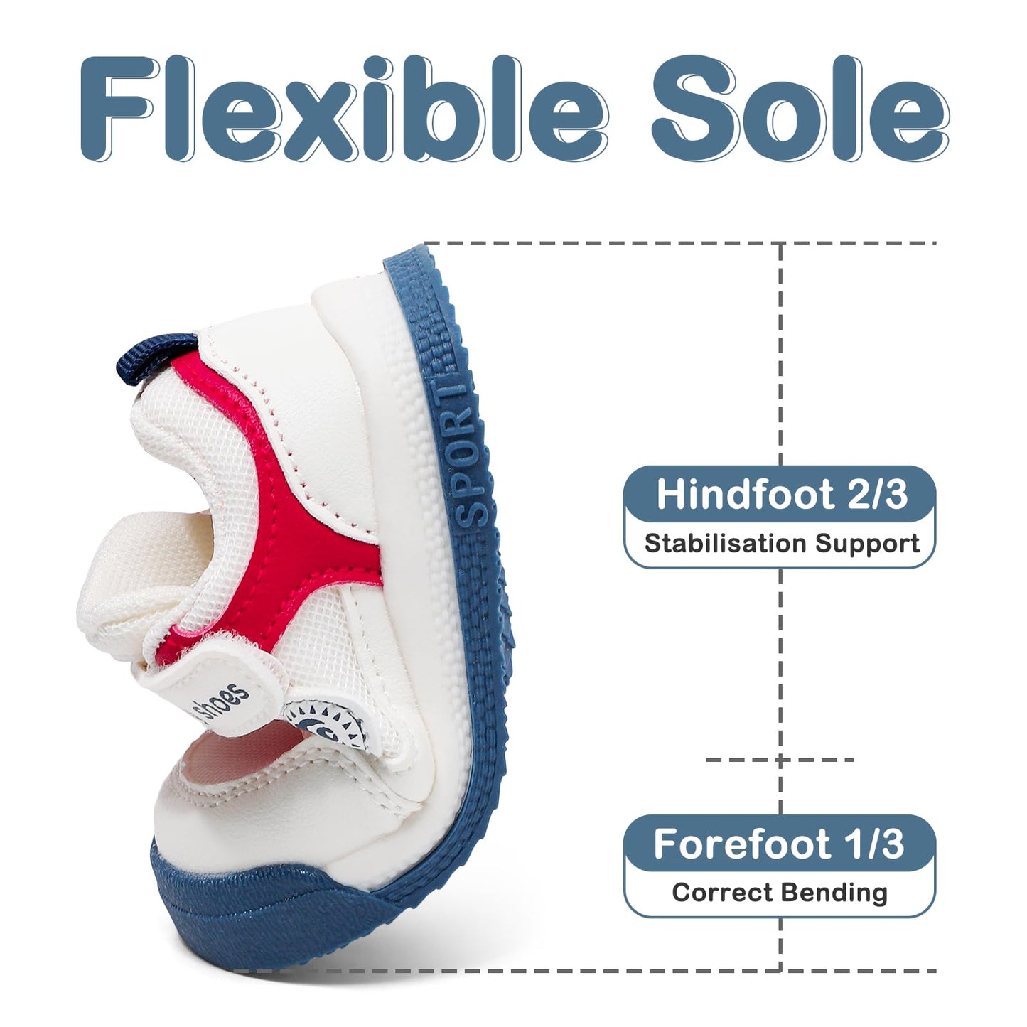 MASOCIO Babyschuhe für den ersten Schritt - Weiche flache Gummisohle, rutschfest, für Jungen und Mädchen, ideal für den Außenbereich