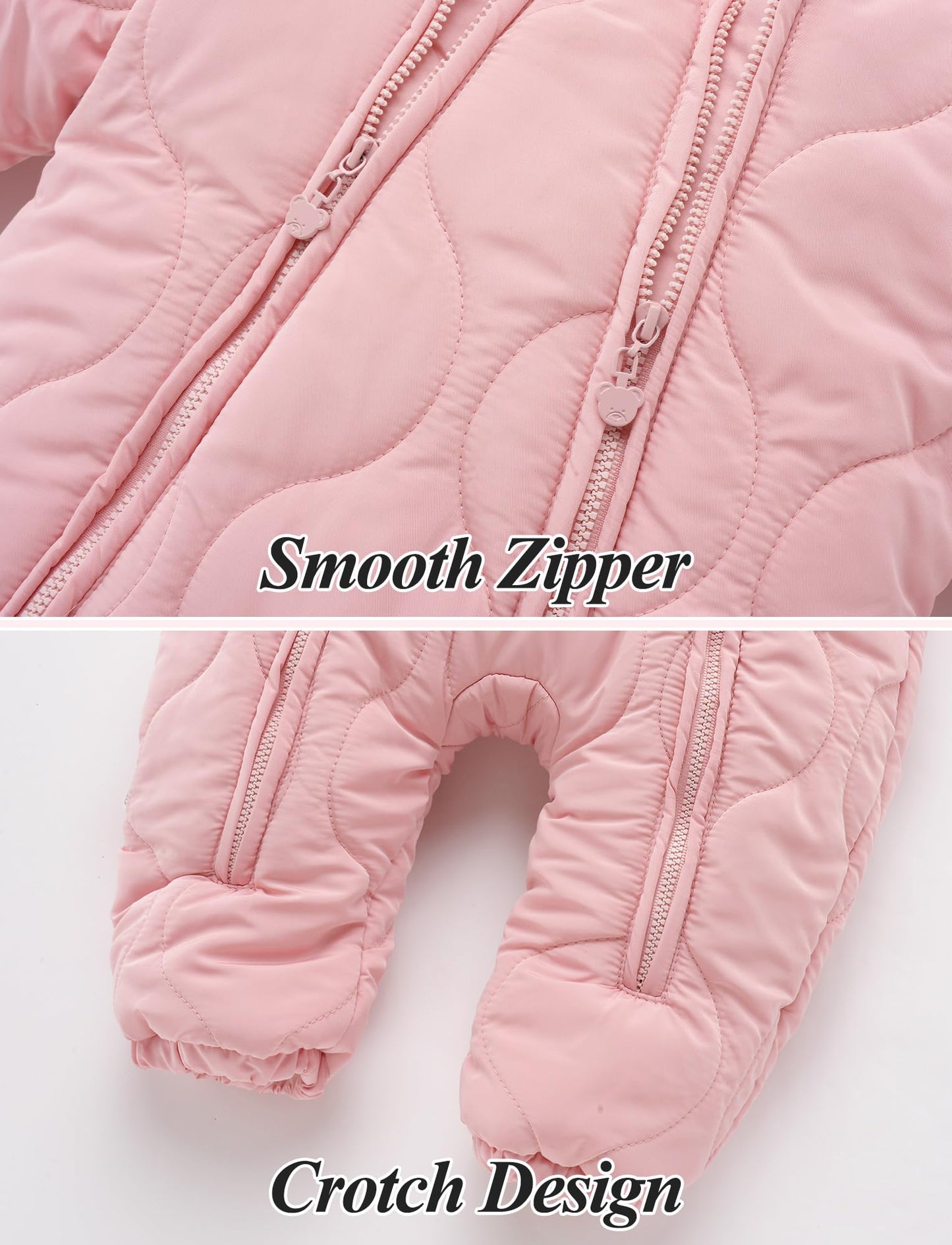 FEOYA Baby Winter Jumpsuit with Hood Snowsuit Down Suit Romper Thermal Outdoor Snow Jumpsuit Long Sleeve Down Shoes 3-18 Months