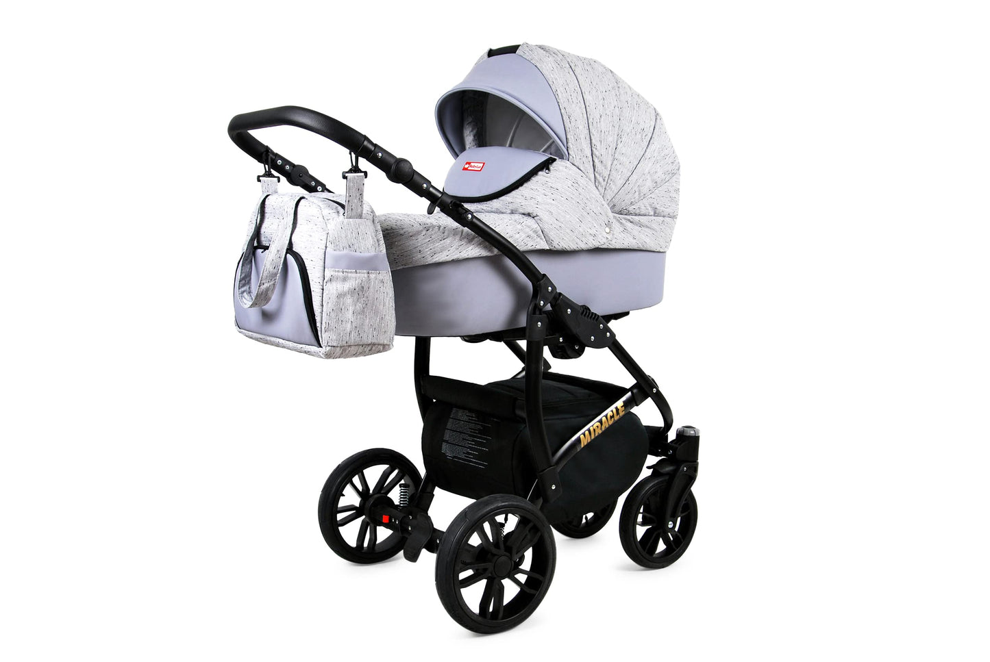 BabyLux Miracle 2-in-1 Baby Pushchair Deep and Pushchair with Accessories Adjustable and Foldable Aluminium Construction Waterproof Non-Removable Wheels Gold Leaf