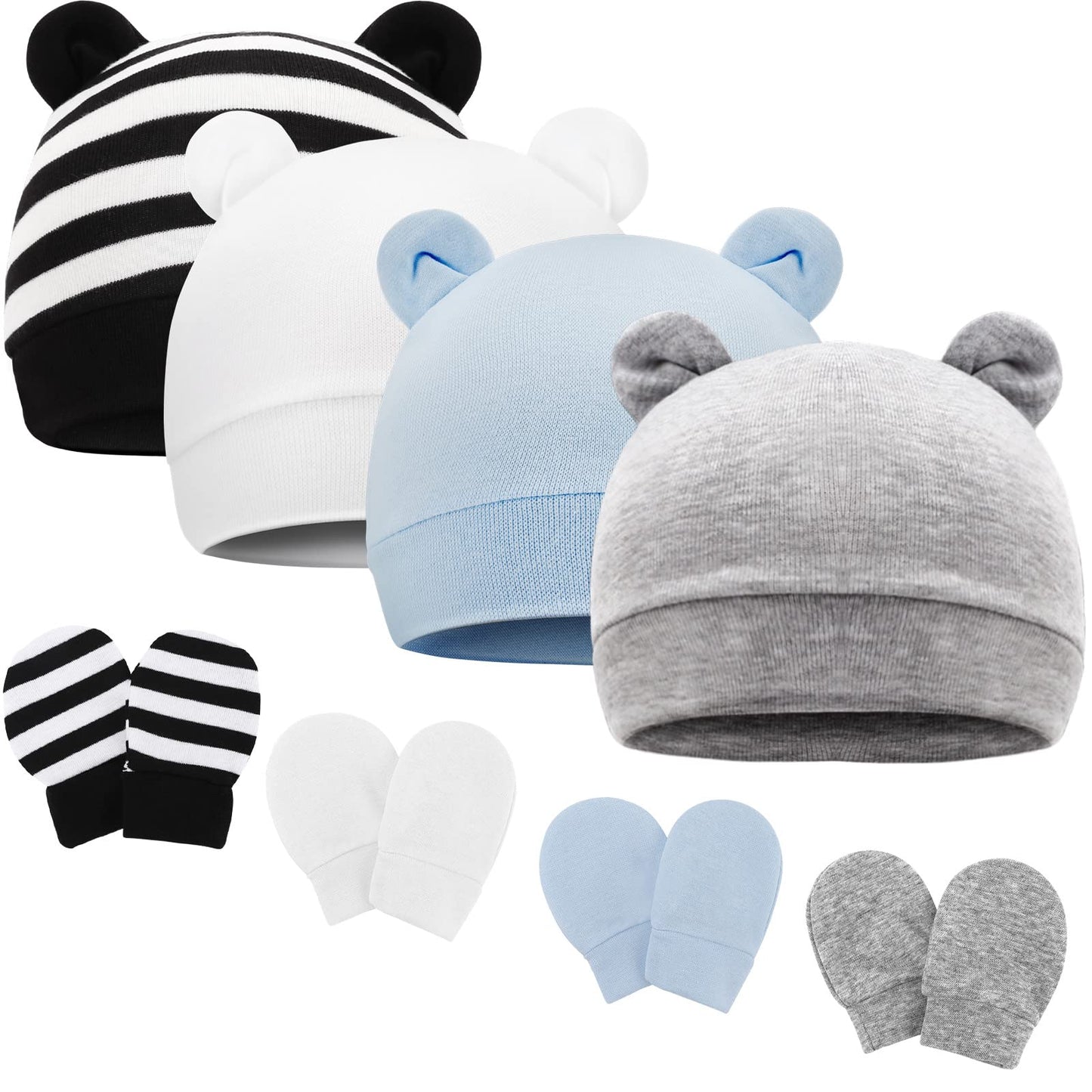 DRESHOW Neugeborenes Baby Mütze Hut und Handschuhe Set Beanie Bekleidung Unisex Infant Hut Kindergarten Mütze Baby Jungen Mädchen 0-6 Monate