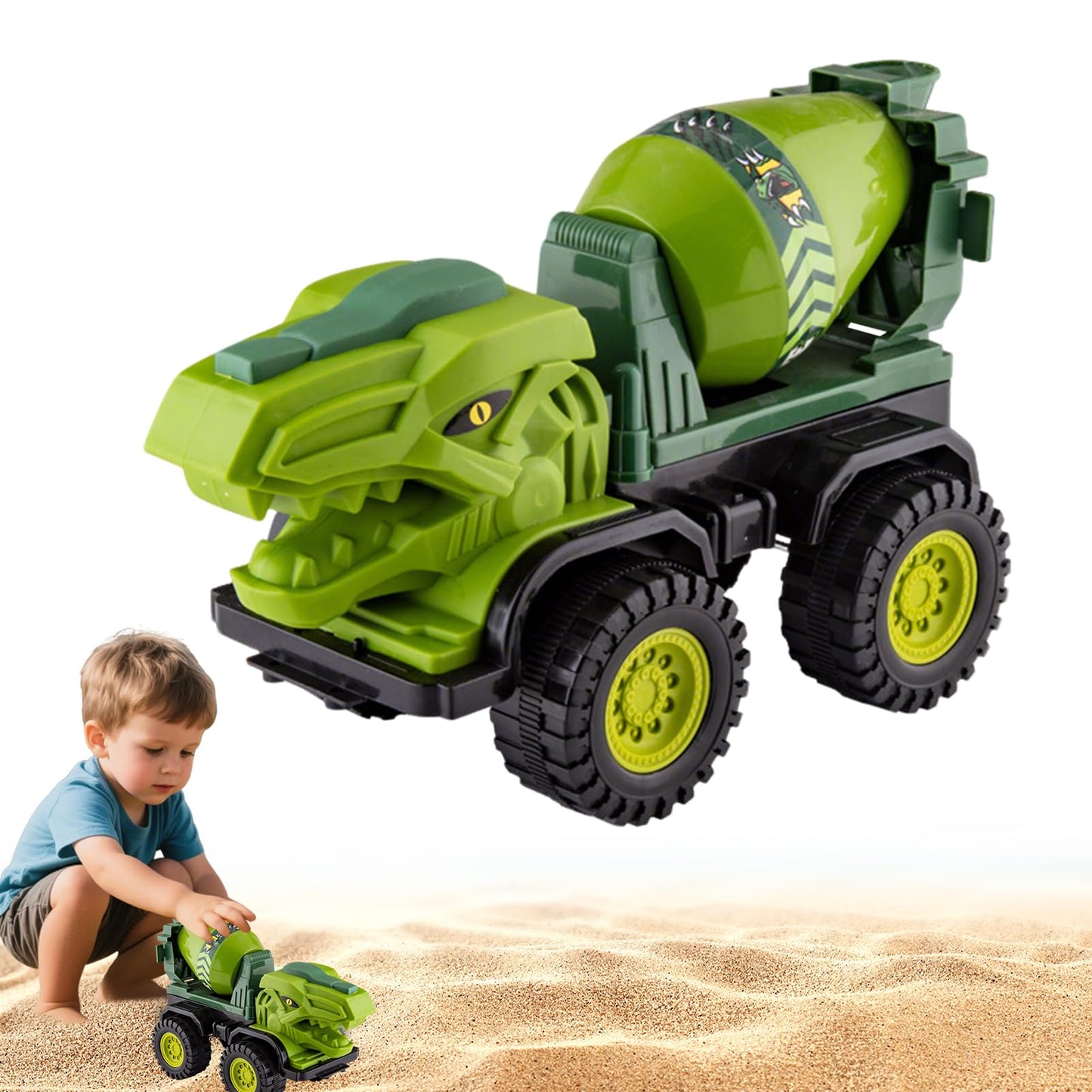 Baustellenfahrzeuge ab 3 Jahren, Set mit 3 Dinosaurier-Sandgruben-Spielzeugset mit Bagger, Transporter, Muldenkipper, robustem Sandspielzeugfahrzeugen Auto, geeignet als Sandspielzeug für Kinder ab 2+ (01)