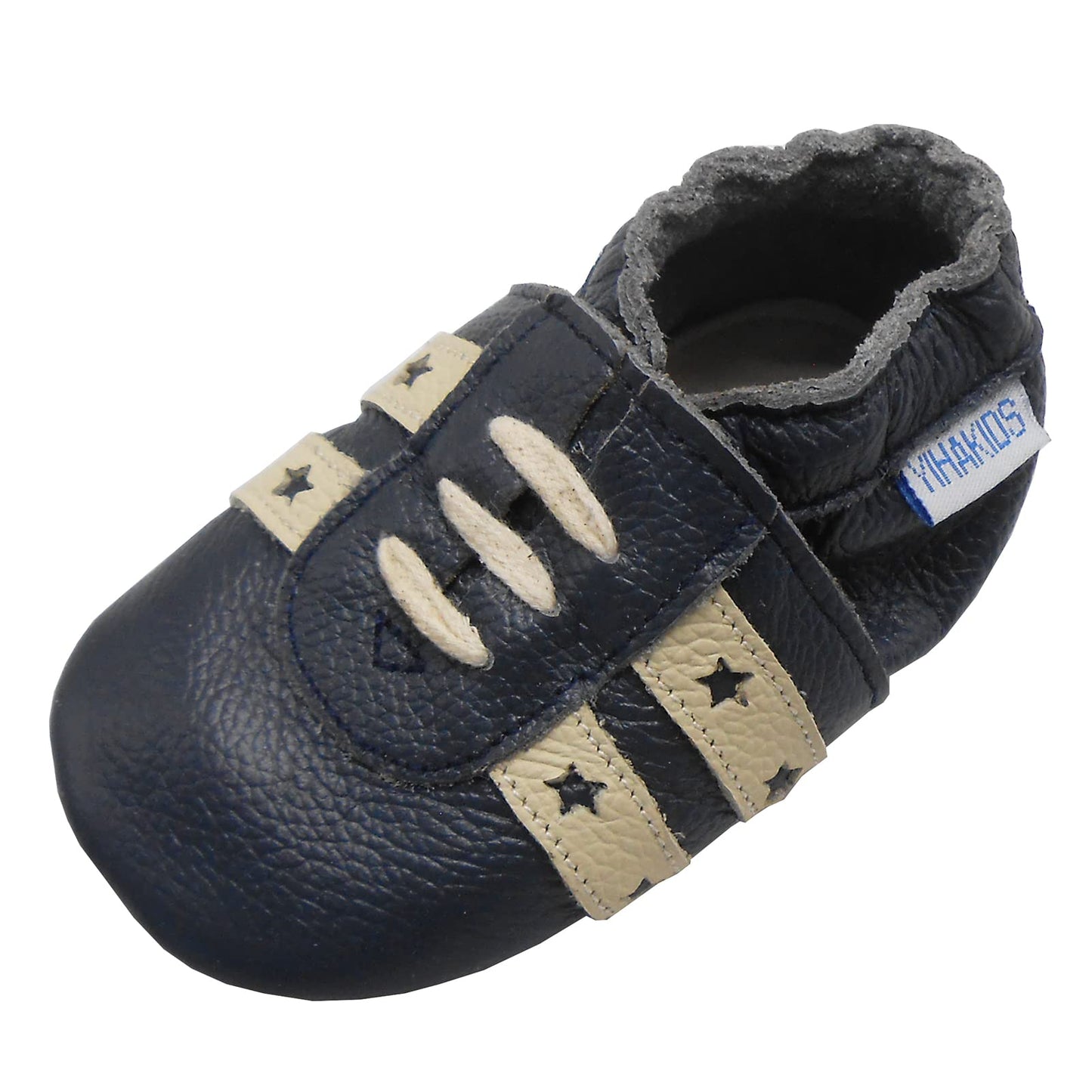 YIHAKIDS Krabbelschuhe Baby Lauflernschuhe Jungen Mädchen Weicher Leder Babyhausschuhe Kleinkind rutschfeste Lederschuhe mit Gummisohle für Baby 6-12 Monate 12-18 Monate 18-24 Monate