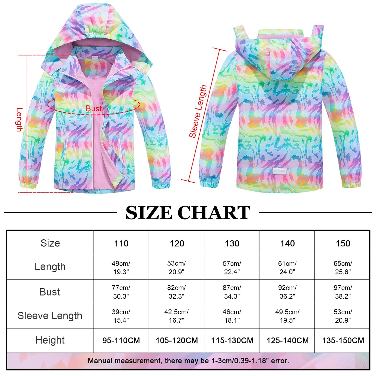 SXSHUN Children's Girls' Softshell Jacket with Fleece Lining Transition Jacket Print Hiking Jacket Outdoor Jacket Warm Windproof Breathable Spring Autumn