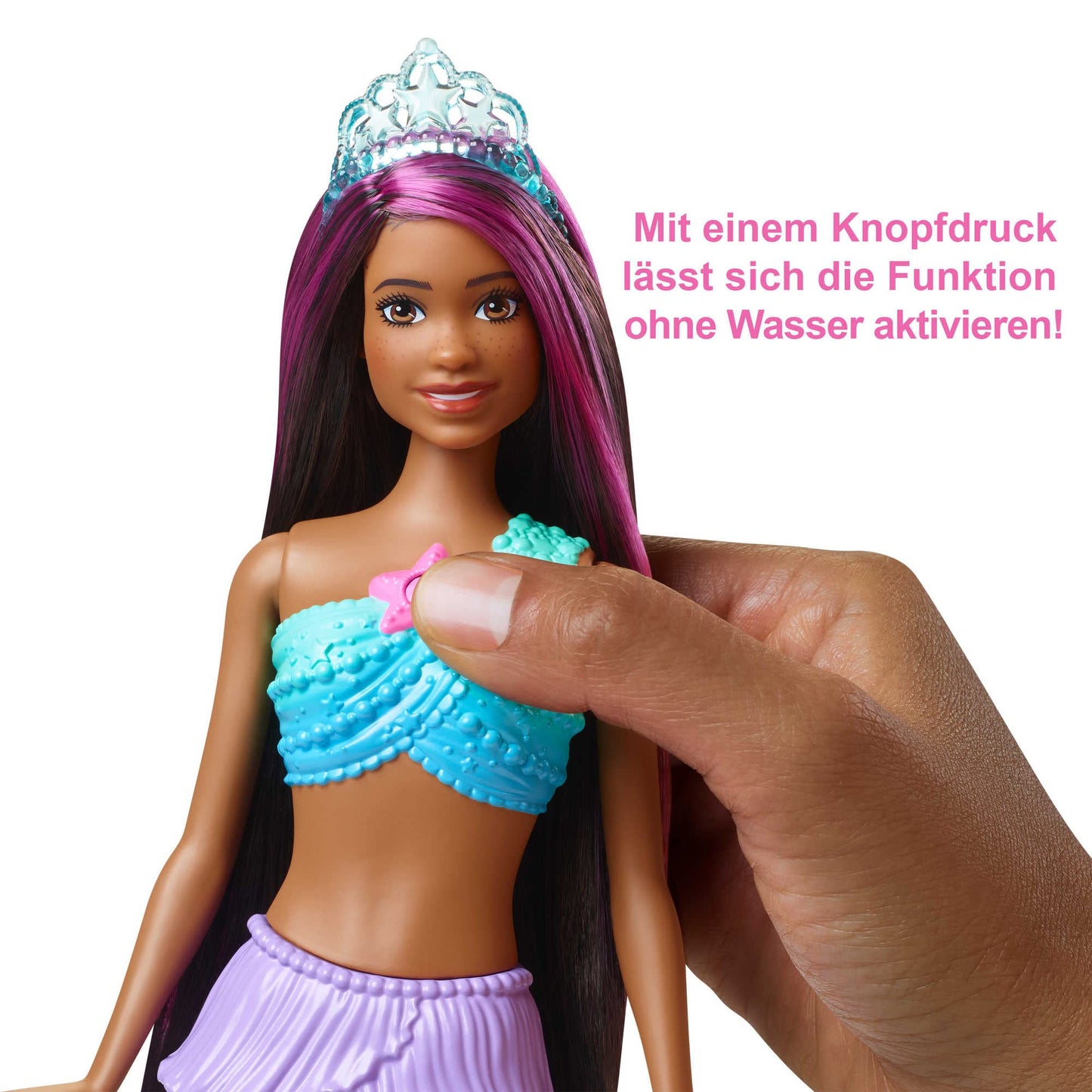 Barbie Dreamtopia Zauberlicht Meerjungfrau Puppe mit blonden Haaren, Barbiepuppe mit Meerjungfrauenschwanz, geeignet als Geschenk für Kinder ab 3 Jahren, HDJ36
