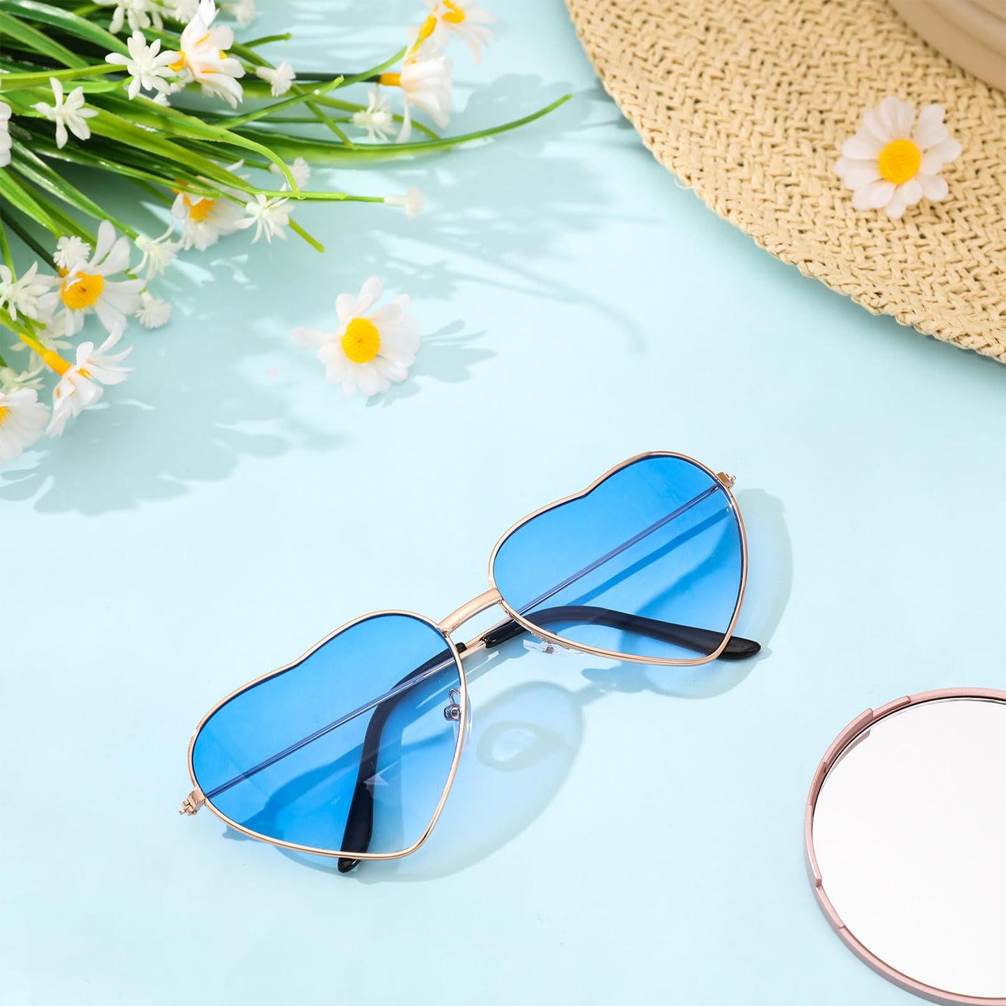 ALTcompluser 2 Pack Herz Sonnenbrille, Weinsamkeit Hippie Gläser, Retro Kostüm Brille für Kinder Herren Damen 60er 70er 80er 90er Party Hippie Chic, Kleid Accessoires