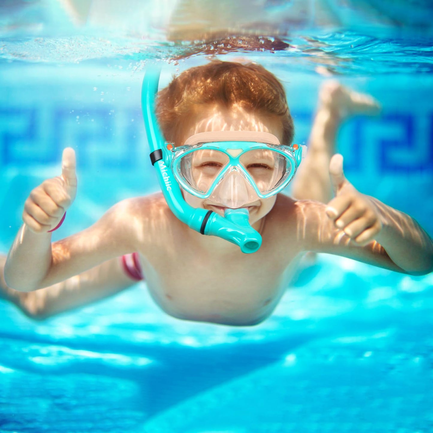 Schnorchelset für Kinder,Taucherbrille und Trocken Schnorchel,Taucherbrille Kinder mit Leichtes Atmen Dry Schnorchel, Panorama-Weitblick Tauchmaske Schnorchelmaske Tauchen Set