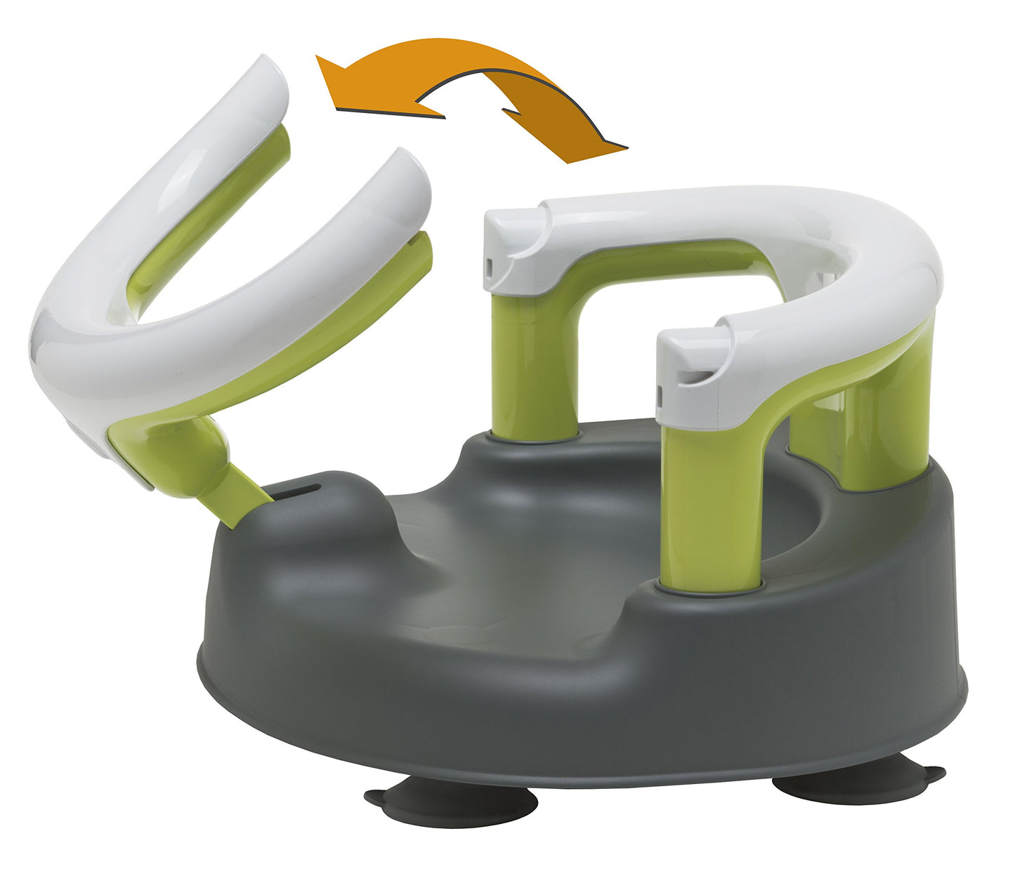 Rotho Babydesign Badewannensitz 3-farbig mit grauem Boden - Rutschfeste und hoher Sitzkomfort mit Kindersicherung - Sitzhilfe - Badesitz