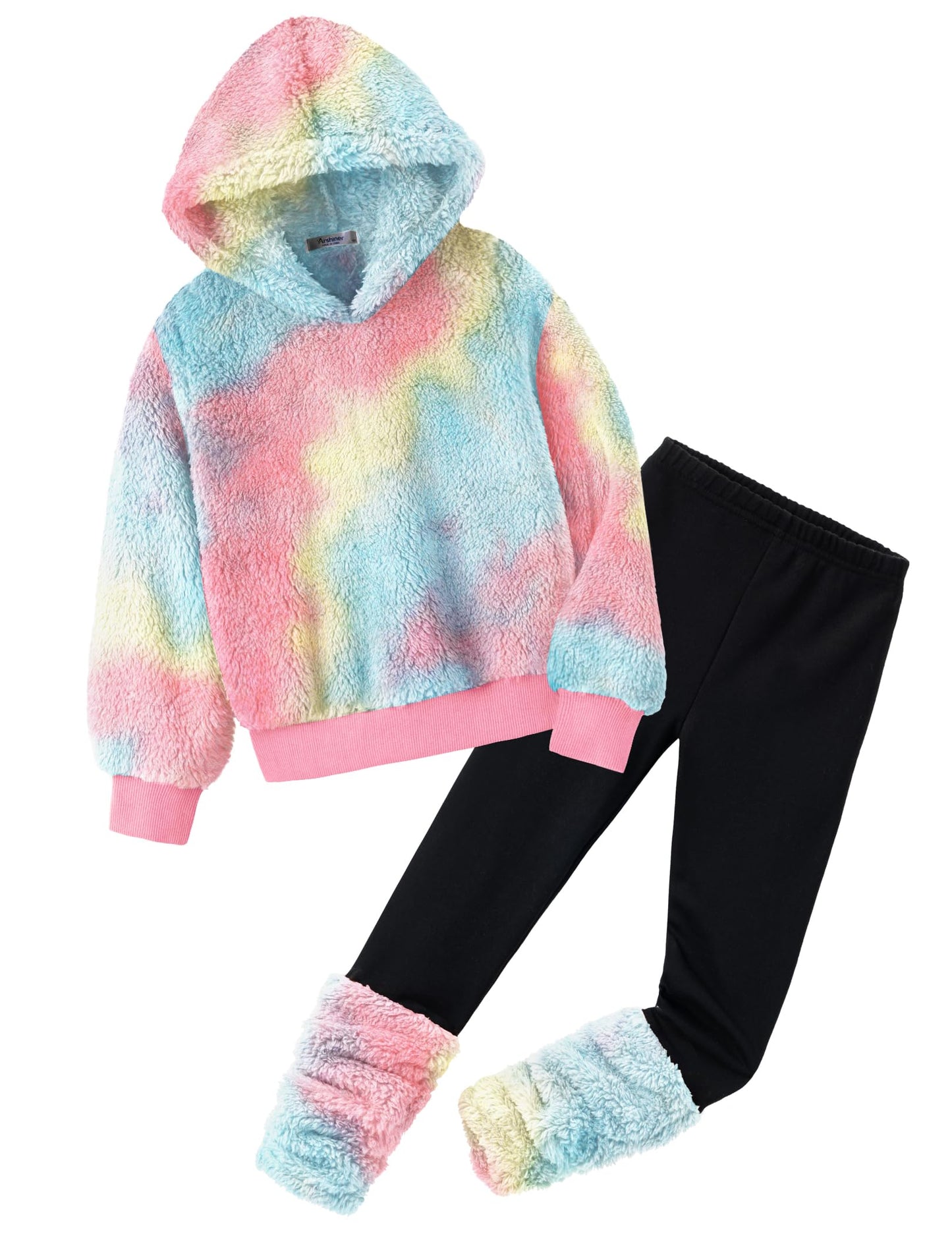 Arshiner Girls' Clothing Sets Winter Children's Hoodie with Leggings Set Warm Cuddly Padded Clothing Two Piece Outfits for Girls 5-14 Years