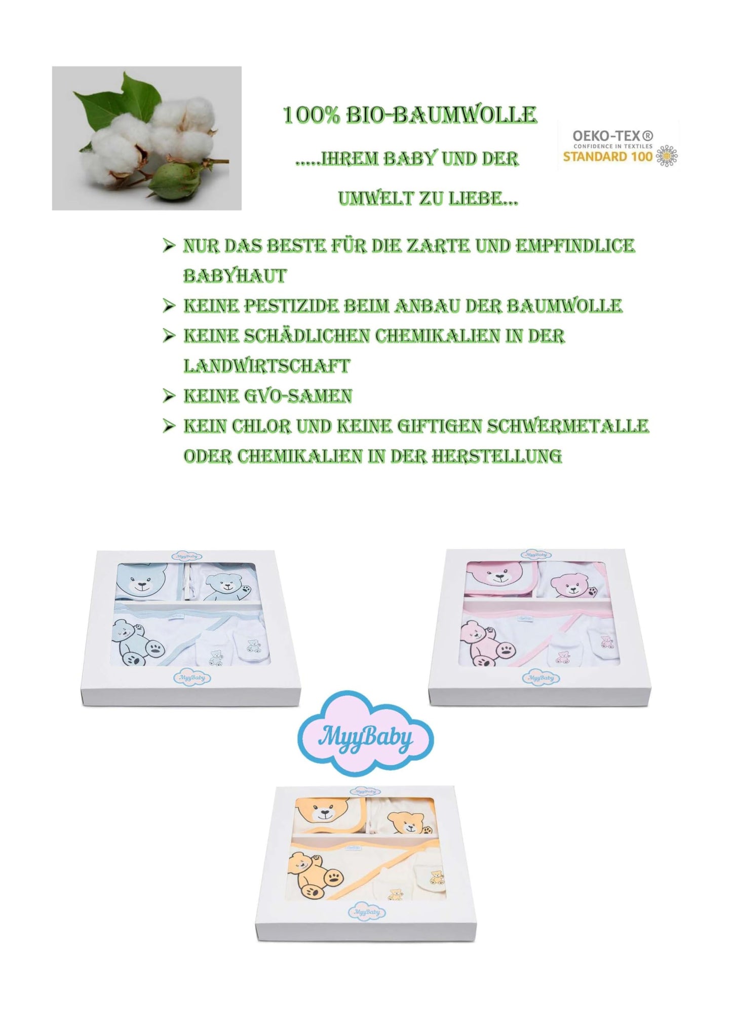 MyyBaby - Newborn Baby Set 100% Organic Cotton Oeko-Tex Standard 100 Baby First Equipment Clothing Newborn Baby Gift Set 13 Pieces 0-4 Months