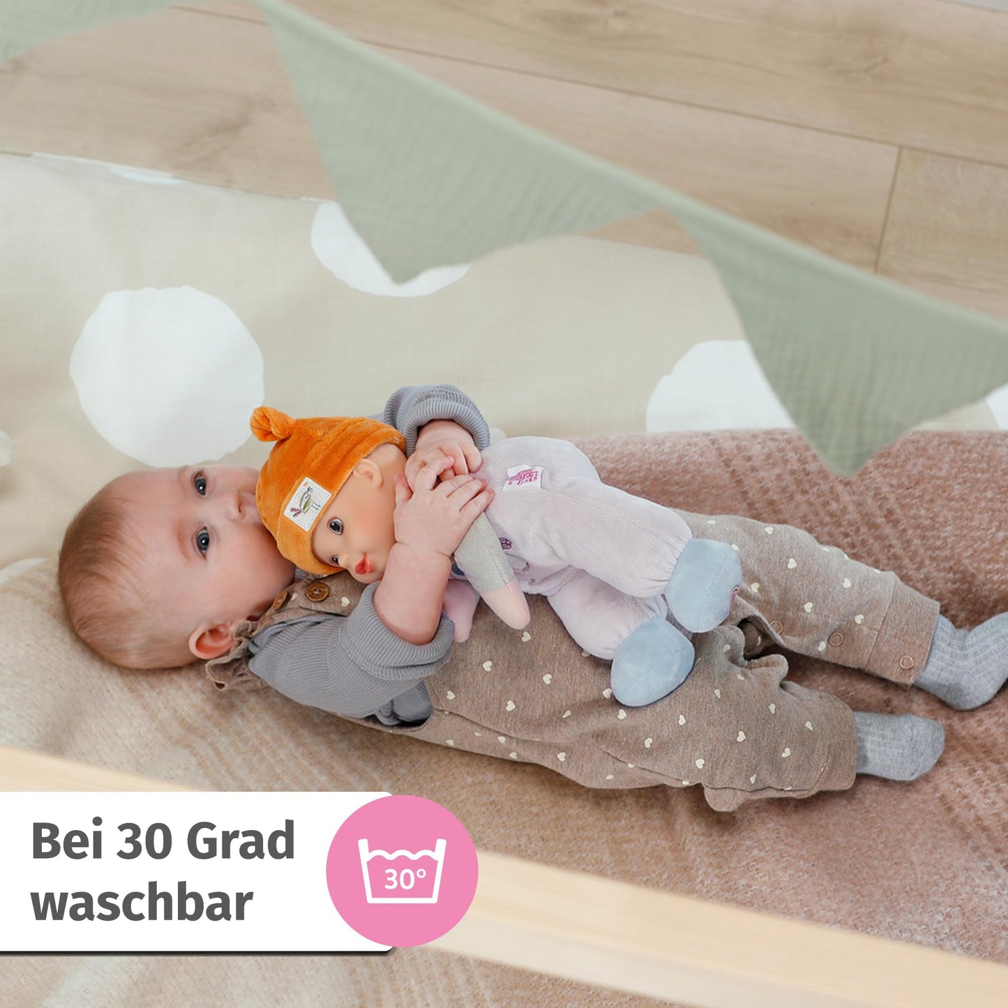 Baby Annabell for Babies Sweetie Sand 30cm, weiche 30cm große Puppe aus Stoff mit integrierter Rassel, für Neugeborene, 710722 Zapf Creation