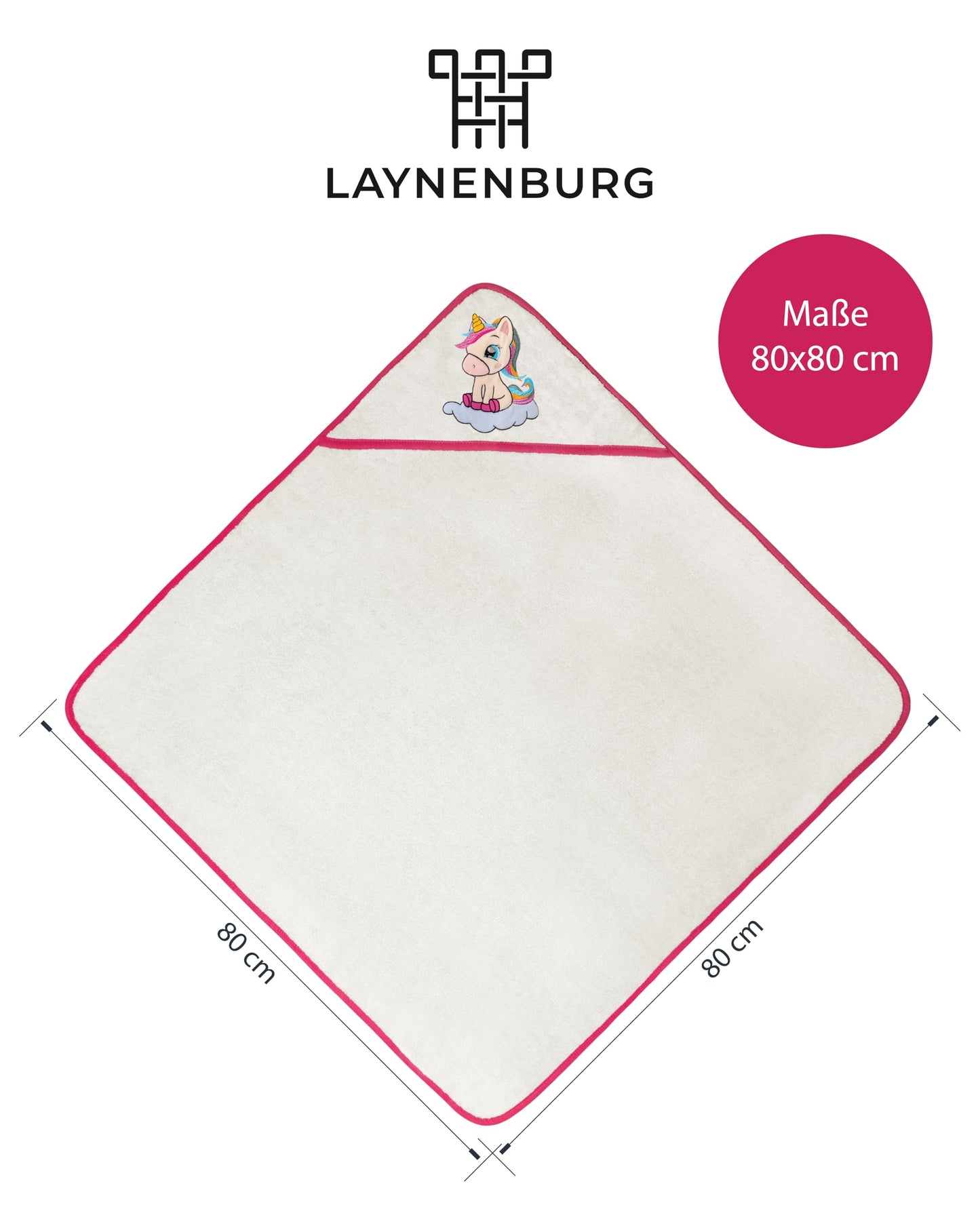 LAYNENBURG Premium Kapuzenhandtuch Baby - Badehandtuch aus 100% Baumwolle - Oeko TEX - Handtuch mit Kapuze für Neugeborene & Kinder - Badetuch, Babyhandtuch Mädchen, Jungen (Waschbär 80 x 80cm)