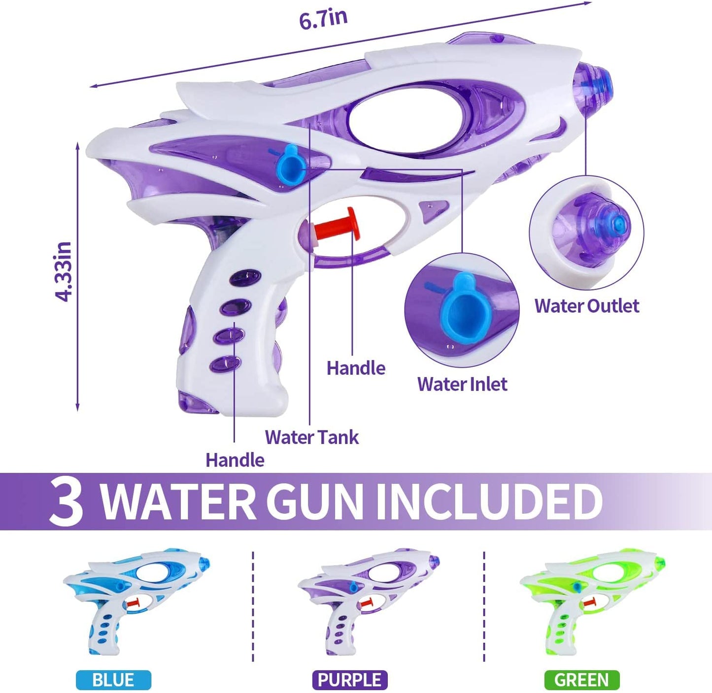 DERAYEE 12 Stück wasserpistole klein,Wasserspritzpistolen,Spritzpistole,Mini Wasserpistolen,Sommer Spielzeug Garten Pool Party Mitgebsel für Kinder