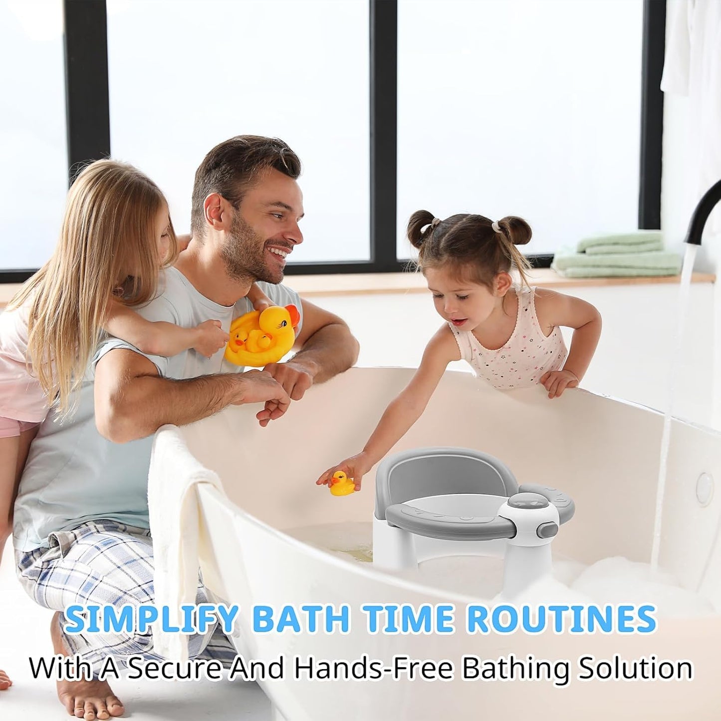 Baby Bath Seat for Babies from 6 Months, Non-Slip Baby Bath Chair, Portable Bath Seat with Suction Cups, Baby Bathtub Toddler Bath Support for Shower (Yellow)