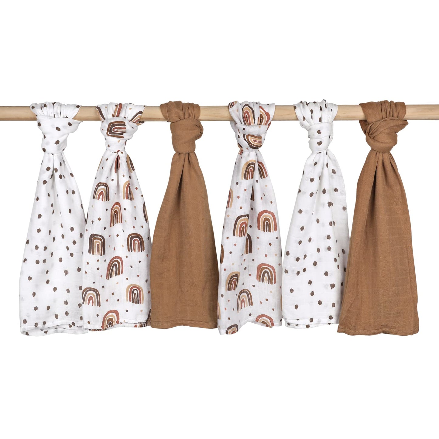 GLLQUEN Musselintücher für Babys, 6 Stück Spucktücher aus Baumwolle 70 cm x 70 cm, saugfähig und atmungsaktiv und ideal zum Reinigen, Abwischen und Abdecken von Neugeborenen