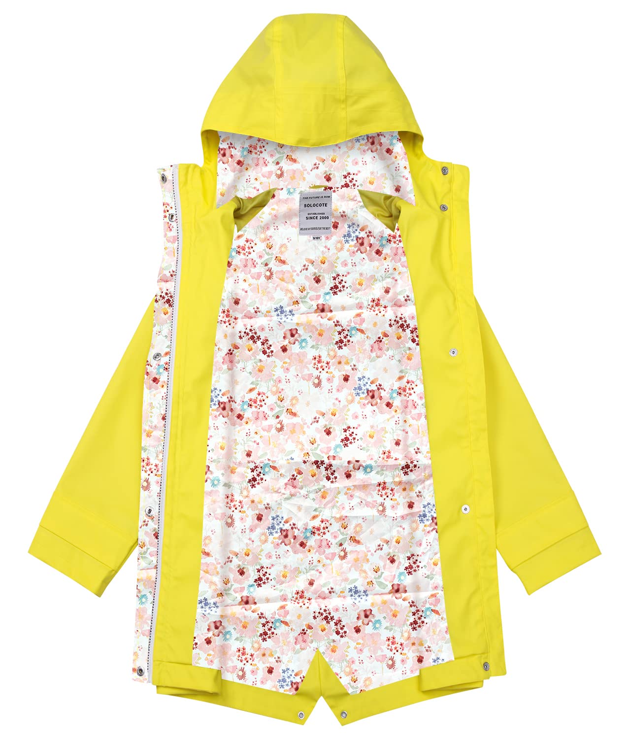 SOLOCOTE Kinder Regenjacke mit Kapuze gefüttert Gummi Regenmäntel für Mädchen Jungen Wasserdicht Winddicht Größe