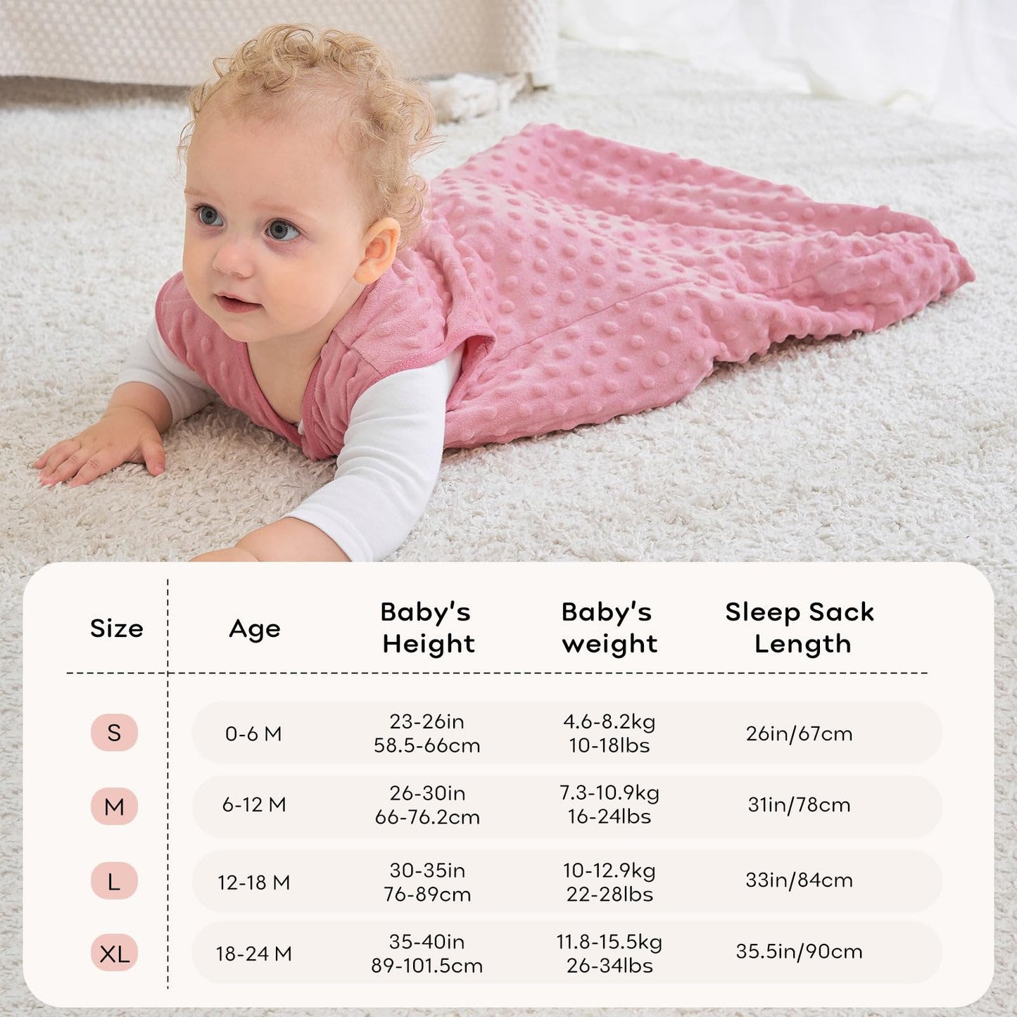 Unnivoll Baby Sleeping Bag, 1.5 Tog Baby Sleeping Bag, 0-6 Months, Pack of 2, Sleeping Bag, Winter, Autumn, 67 cm, for Boys and Girls, Newborns, Coffee