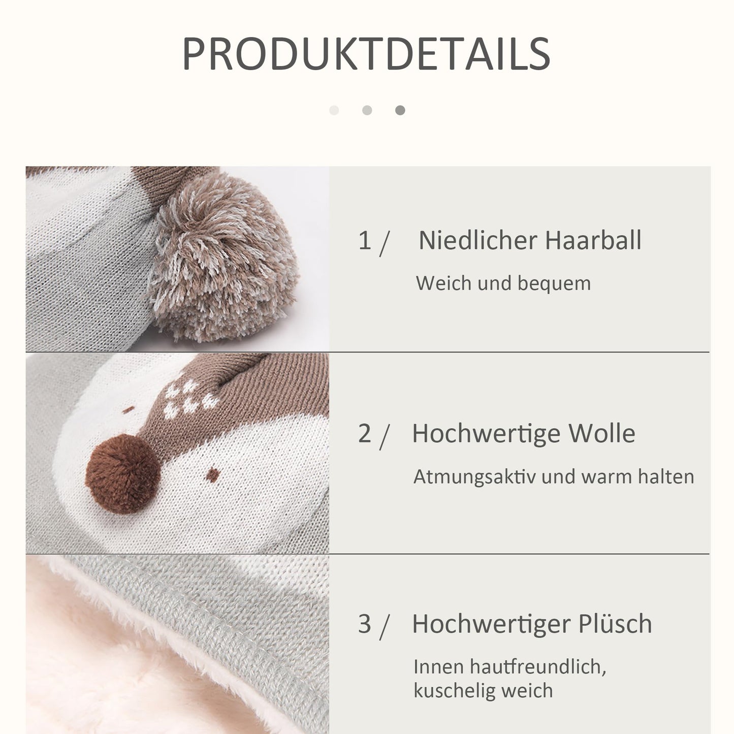 DORRISO Unisex-Baby Jungen Mädchen Mütze Schal Handschuh Set Niedlich Frühling Winter Herbst Beanie Strickmütze Warm Niedlich Klein Fuchs Wintermütze 1-6 Jahre alt
