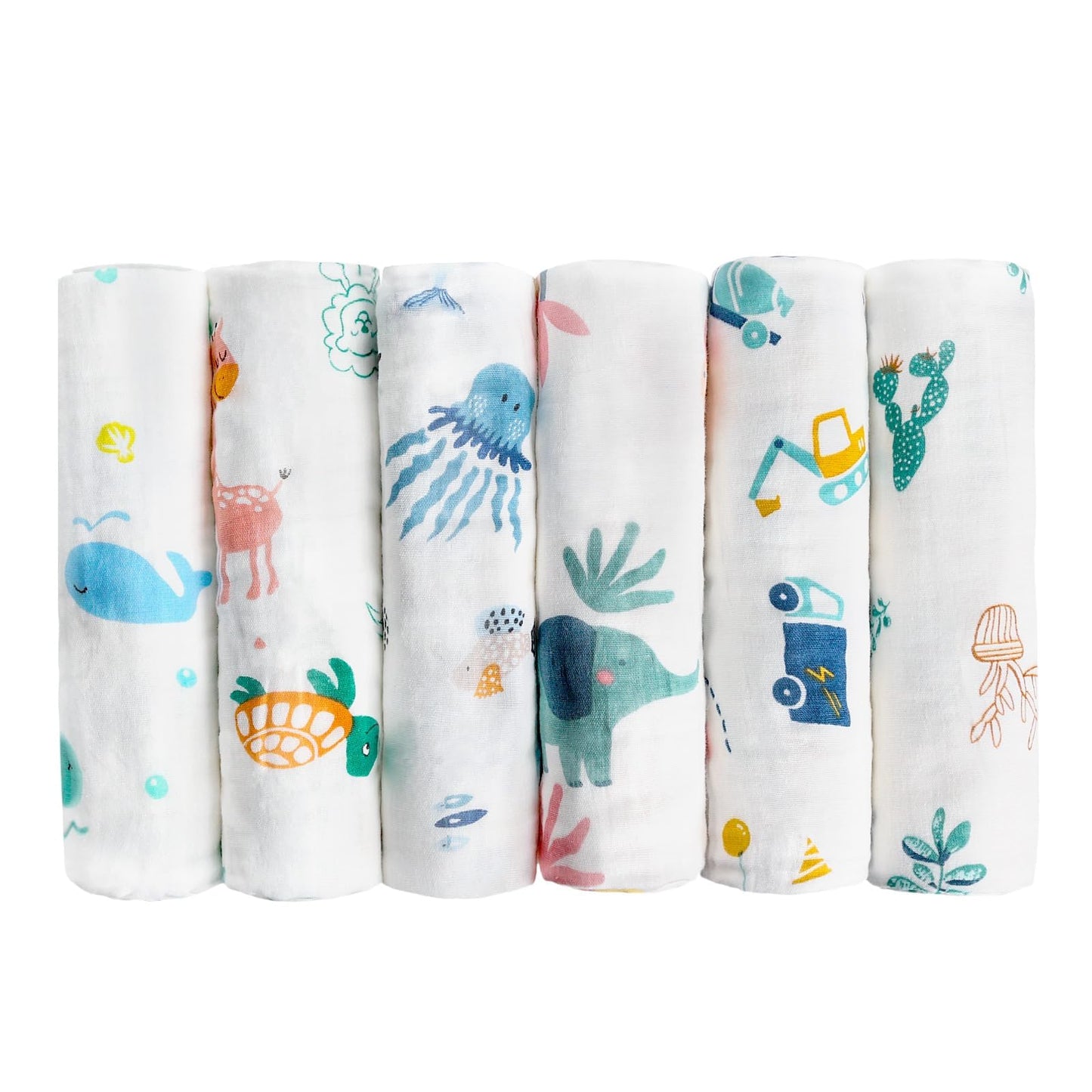 Maliton 6 Stück Baby Spucktücher für Jungen/Mädchen,aus 100% Baumwollem,weich, langlebig, luftdurchlässig und extrem saugstark (Zoo-Muster),50x25cm