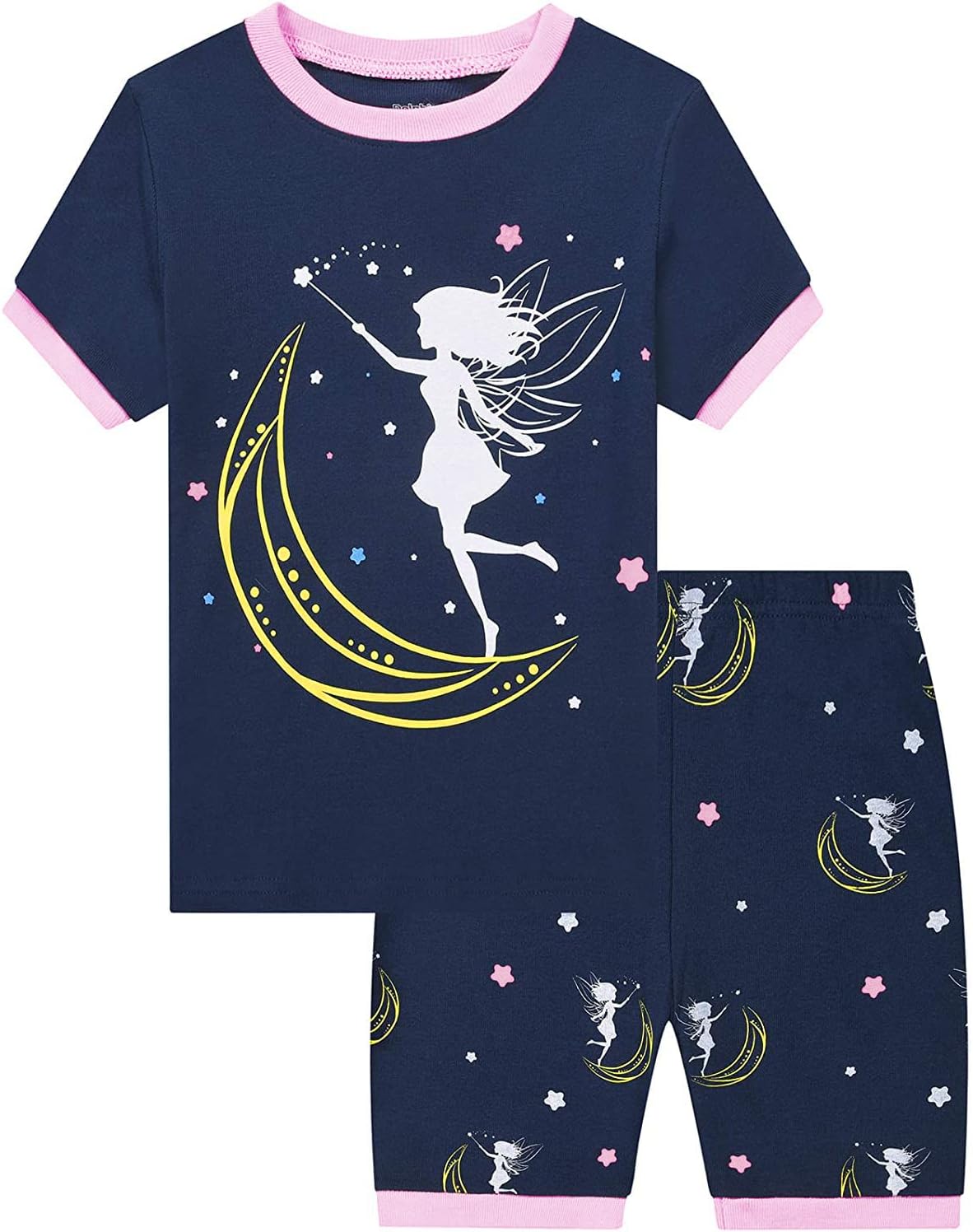 EULLA Mädchen Schlafanzug Kinder Kurz Einhorn Dino Katze Prinzessin Hase Pyjama Set Sommer Kleidung Zweiteiliger Nachtwäsche Baumwolle 92 98 104 110 116 122