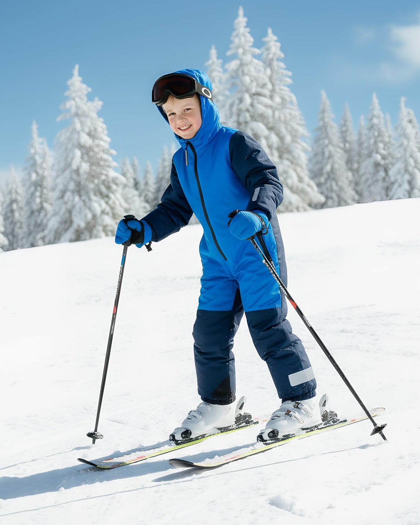 Owntop Children's Unisex Snow Suit Girls Boys Windproof Waterproof Ski Suit with Hood Zip 98-122