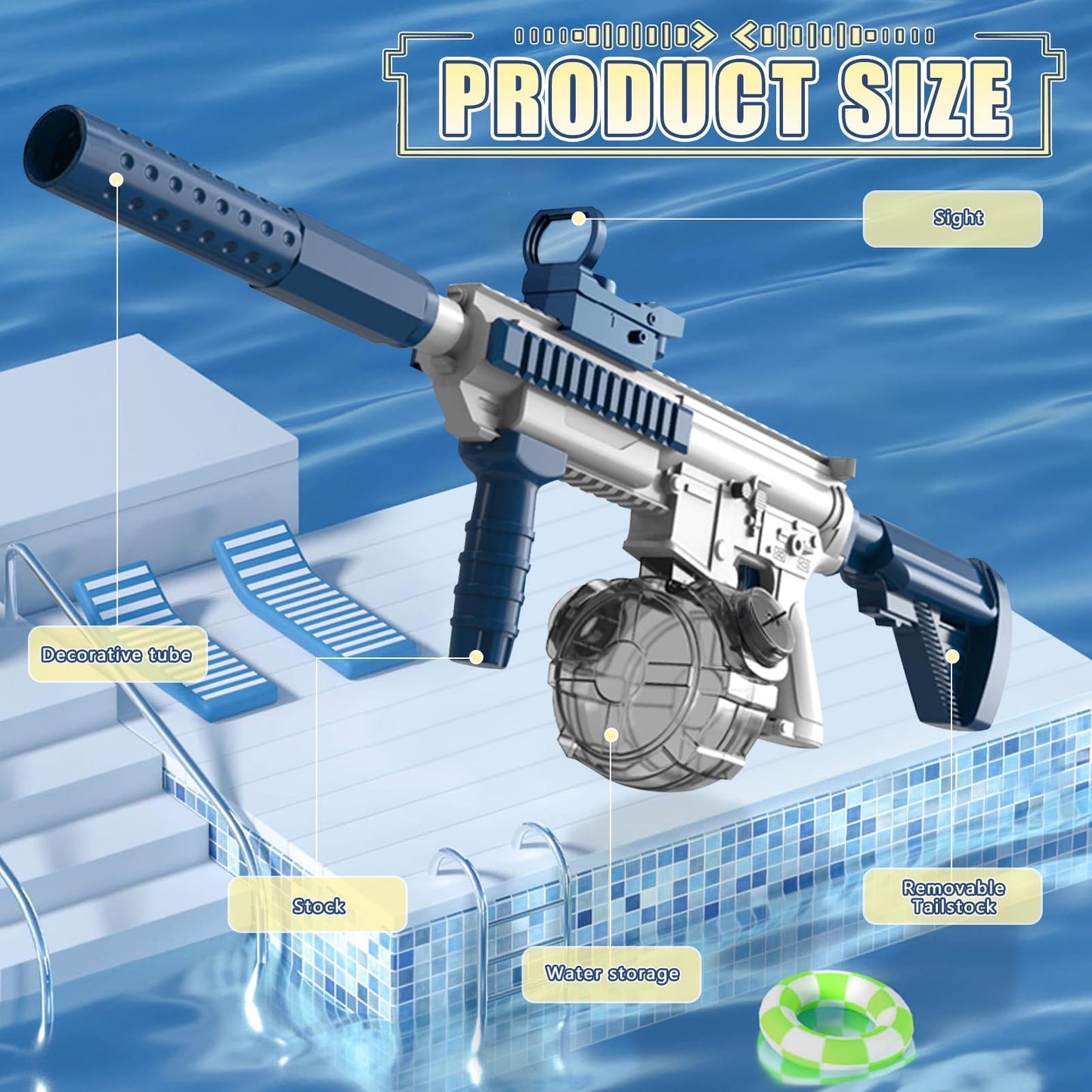 Elektrische Wasserpistole Sehr Stark Wassermaschinenpistole mit Wiederaufladbare Batterie Squirt Gun Wasser Spielzeug bis zu 20ft,Outdoor Water Gun Schießspiel für Erwachsene and Kinder (Blau)