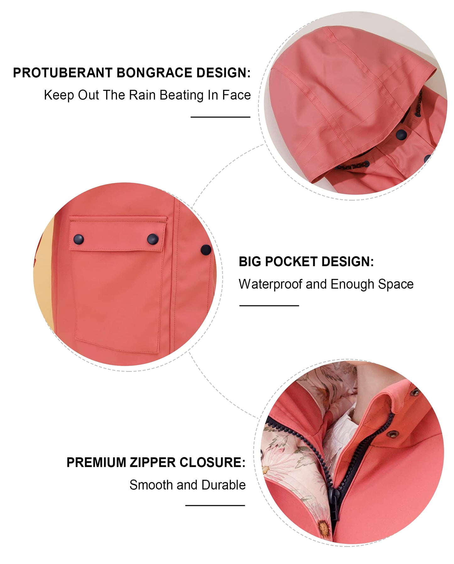 SOLOCOTE Kinder Regenjacke mit Kapuze gefüttert Gummi Regenmäntel für Mädchen Jungen Wasserdicht Winddicht Größe