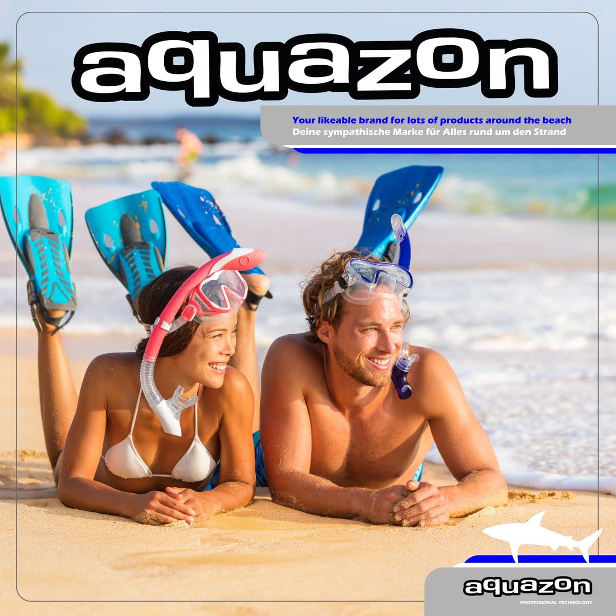AQUAZON Capri extra Komfortables Kinder Schnorchelset, Taucherbrille mit superweichem Silikon, 7-12 Jahre, glasklarer Blick durch temperiertes Glas