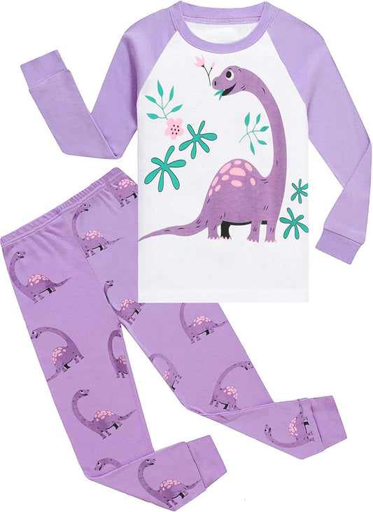 EULLA Kinder Mädchen Schlafanzüge Langarm Baumwolle Winter Pyjama Set Einhorn Prinzessin Dino Hase Eule Zweiteilig Nachtwäsche 1-10 Jahre 92 98 104 110 116 122 128 134 140