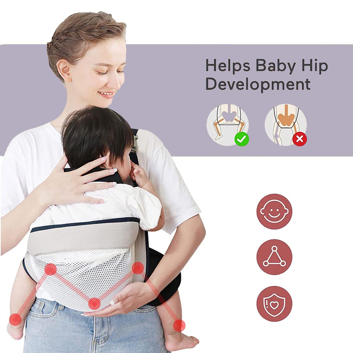 Babytrage,Babytrage Neugeborene ab Geburt,Tragetuch Baby Nugeboren,Atmungsaktive Baby Tragetuch,Babyrückentragen 0-15Kg,Neugeborene Verstellbare Babytrage