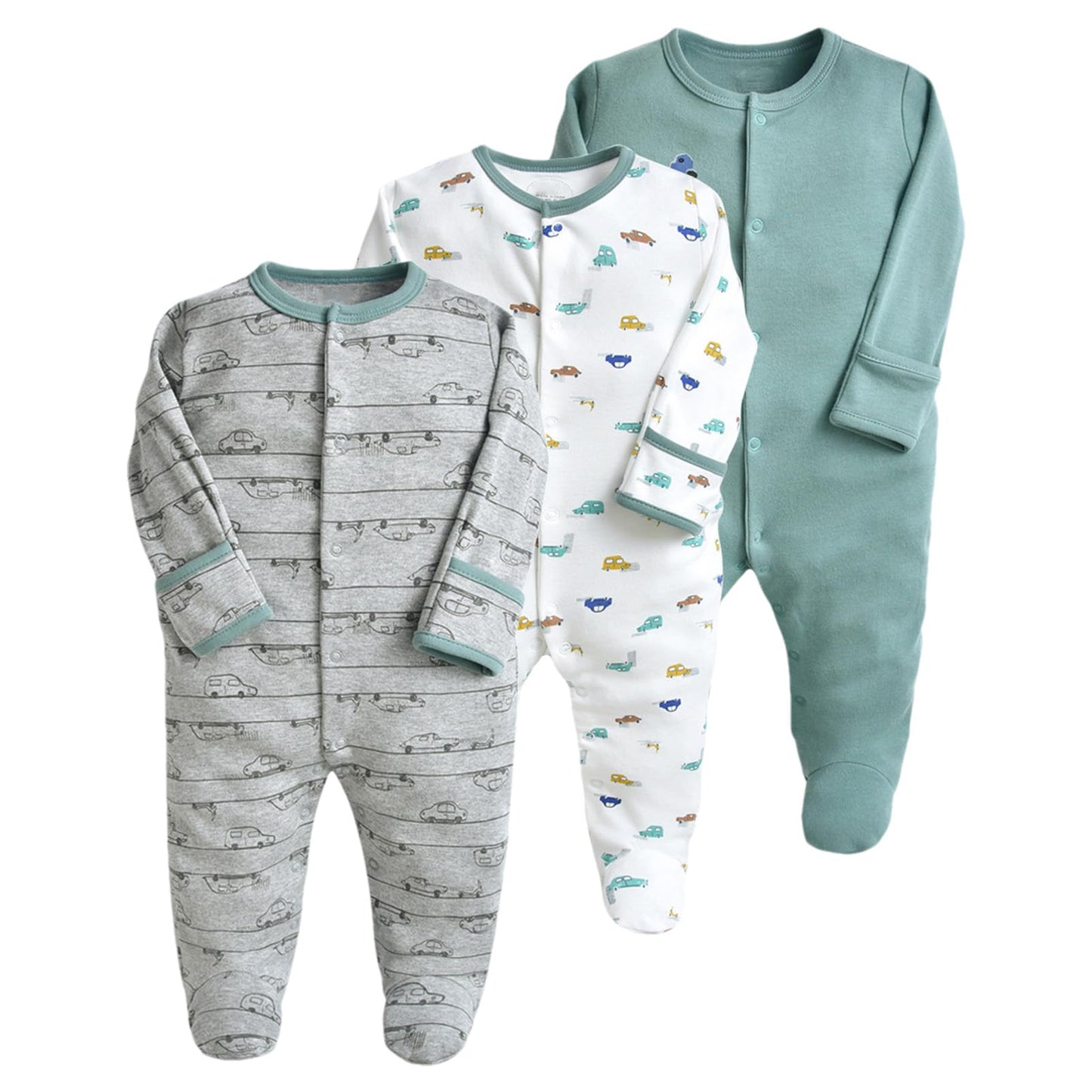 amropi Baby Mädchen Schlafstrampler 3er Pack Jungen Pyjamas Baumwolle Overalls Strampler für 0-12 Monate