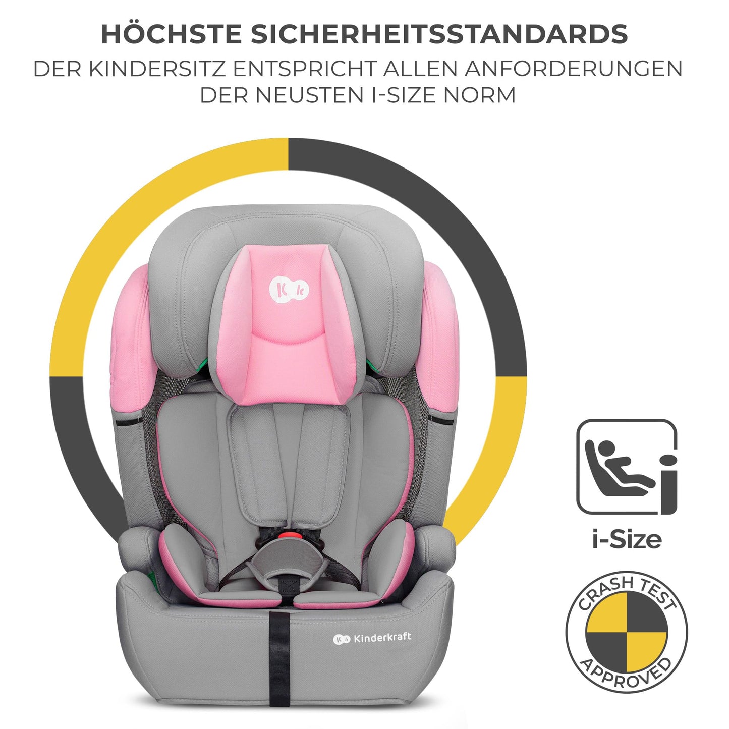 Kinderkraft Kinderautositz COMFORT UP I-SIZE, Autokindersitz, Kindersitz, ein Autositz für Kinder von 76-150 cm, 5-Punkt-Sicherheitsgurt, Einstellbare Kopfstütze, ECE R129/03, Grau - Meloni2