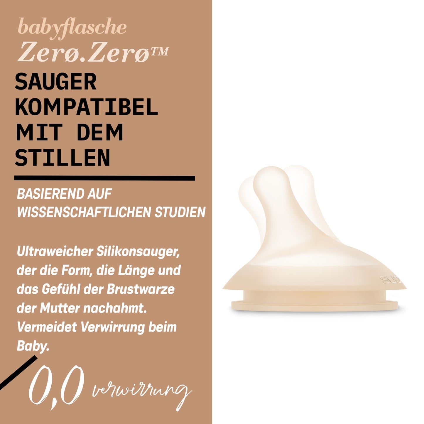 Suavinex, Anti-Colic Babyflasche Zero Zero,mit mittlerem Silikonsauger (M), für Babys ab 3 Monaten, Empfohlen für gestillte Babys und Flaschennahrung, 270 ml, Deep