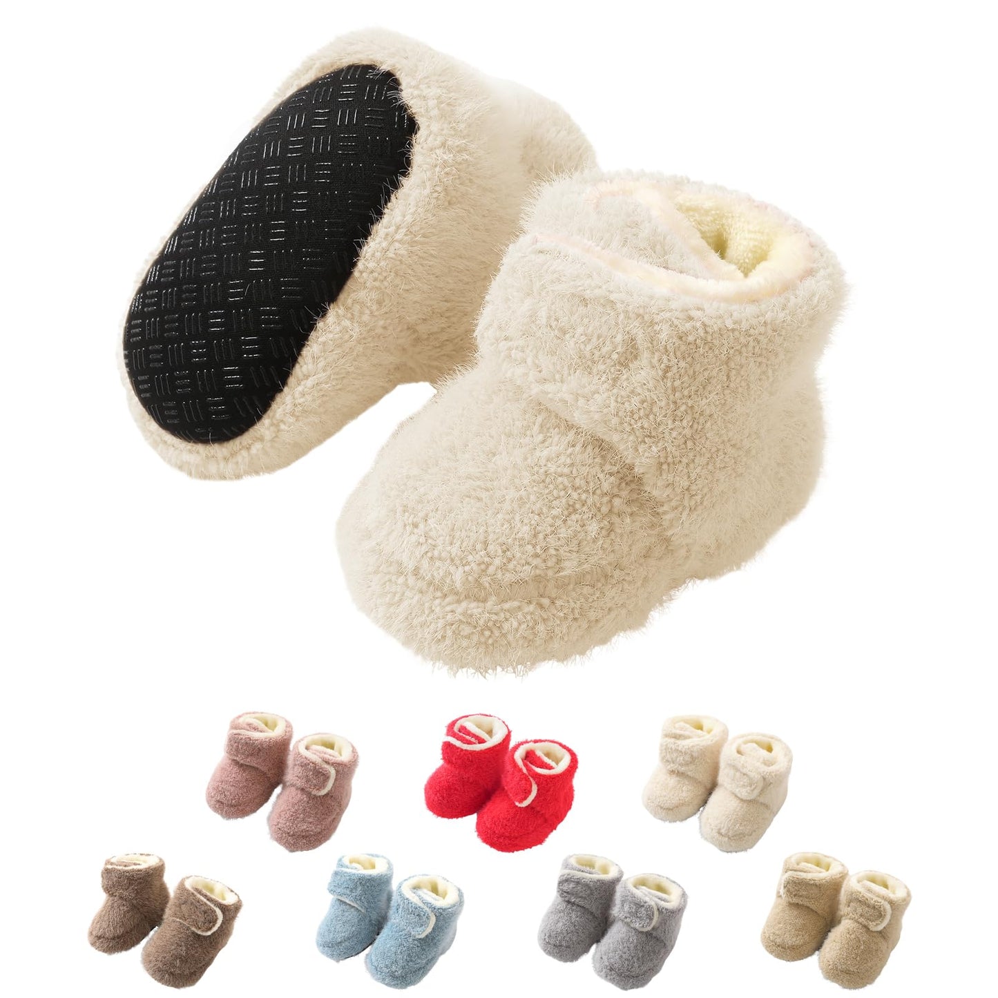 YloveM Toddler Baby Boys Girls Booties, Unisex Newborn Winter Shoes Thick Snow Boots Non-Slip Sole Soft Toddler Warm Sock Shoes