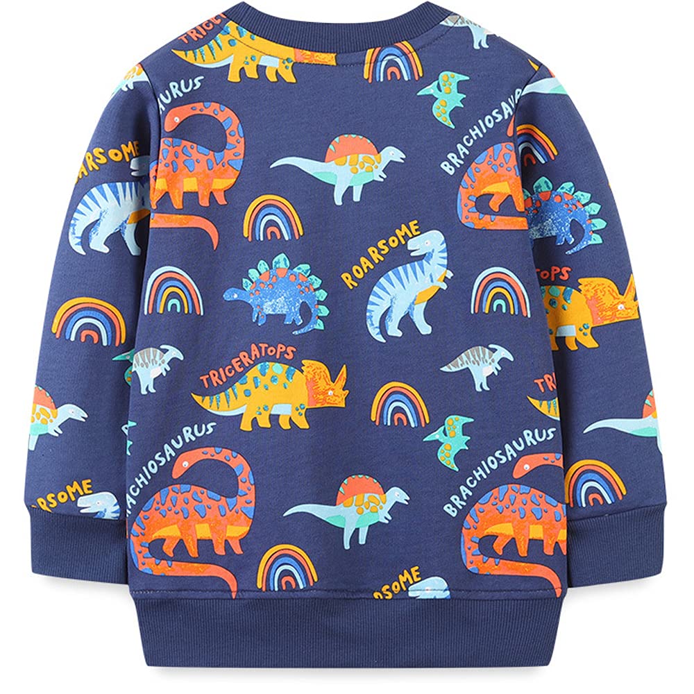 EULLA Children's Boys' Pullover Sweatshirt Long Sleeve Cotton Dinosaur Excavator Tractor Planets Winter Tops 1-7 Years 92 98 104 110 116 122