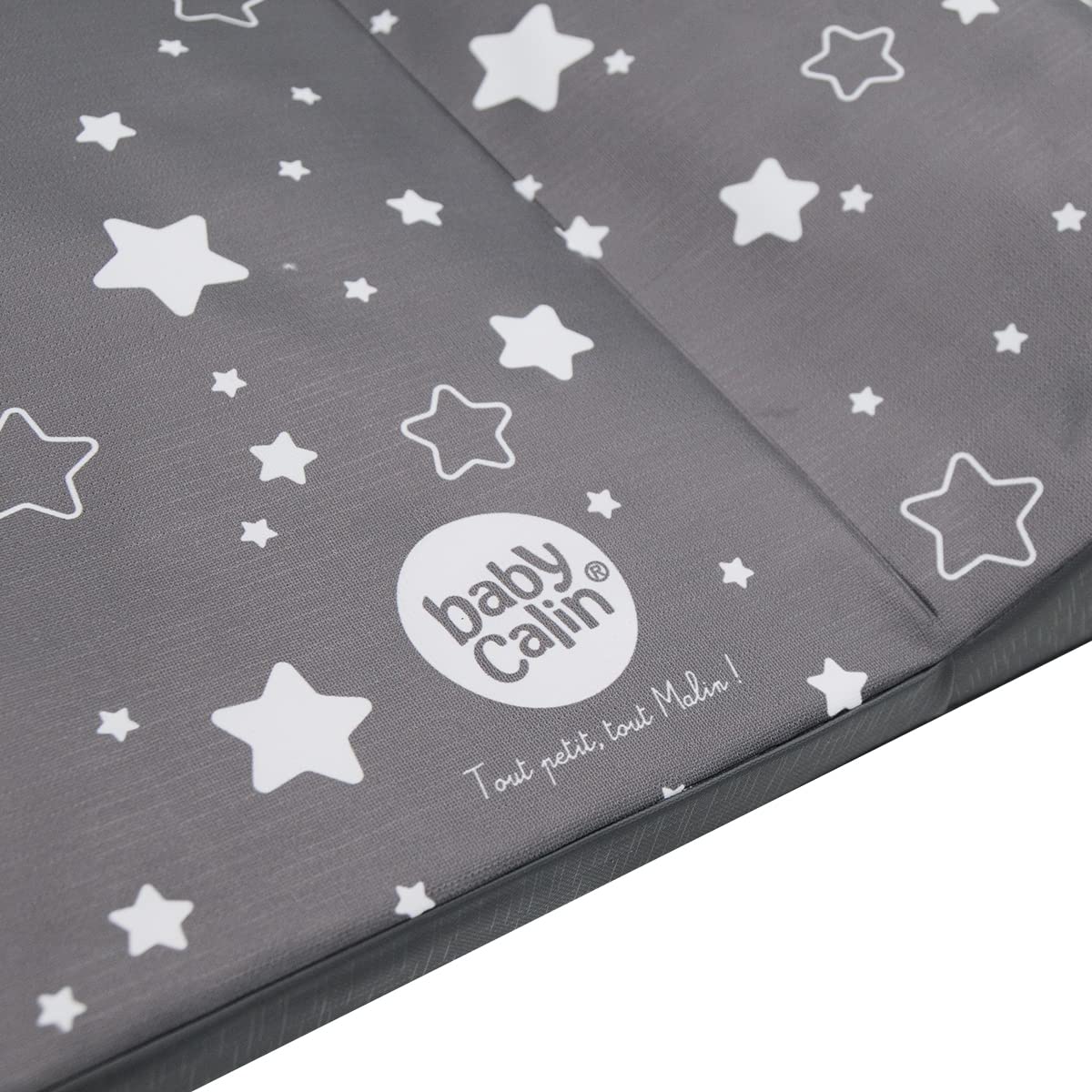 babyCalin Luxury Star Wickelauflage Dunkelgrau 50 x 70 cm - Mit aufgedruckter Maßtabelle