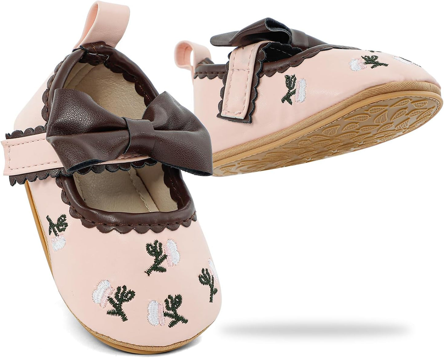 Cheerful Mario Baby Mädchen Schuhe Baby Ballerina Schuhe Lauflernschuhe Taufe Schuhe mit Bowknot PU Leder Babyschuhe