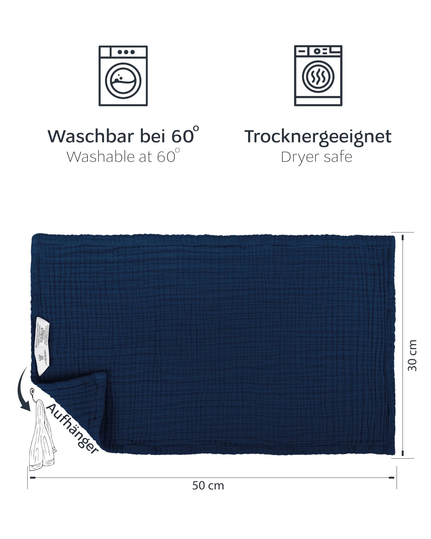 LAYNENBURG 10er-Set Premium Spucktücher Baby aus extra weichem Musselin - 100% Baumwolle - 30x50cm - Oeko Tex 100 - Musselin-tücher als Mulltücher, Mullwindeln oder Stoffwindeln (weiß)