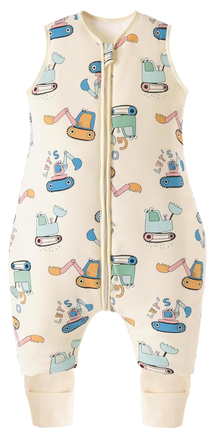 Chilsuessy Baby Sleeping Bag with Legs, 1.5 Tog, Sleeping Bag, 100% Cotton, All-Year Sleeping Bag with Feet, Baby Sleeping Bag, Children, 1.5 Tog/Zebra, 80 cm / Baby Height 85–95 cm