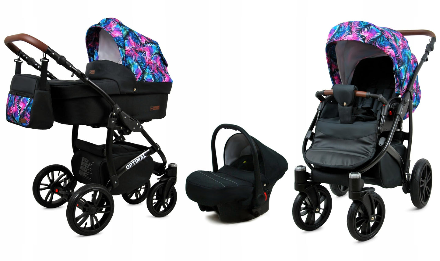BabyLux® Kinderwagen Set 4 in 1 - Optimal - incl. Babywanne, Buggy Sportsitz, Auto-Babyschale, ISOFIX-Basisstation - Autositz - Kinderwagenset - Kombikinderwagen mit Wickeltasche usw.