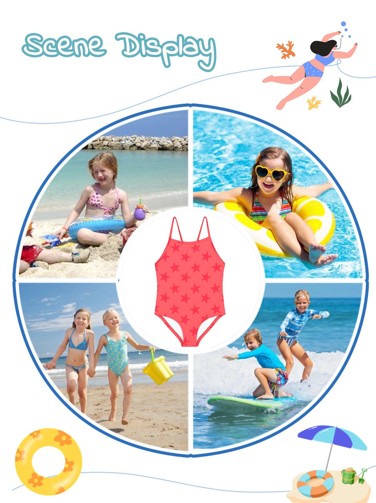 weVSwe Badeanzug Kinder Mädchen Einteiler Nette Kleinkind Schwimmanzug Ärmellose Bikini Kinder Bademode 2-10 Jahre