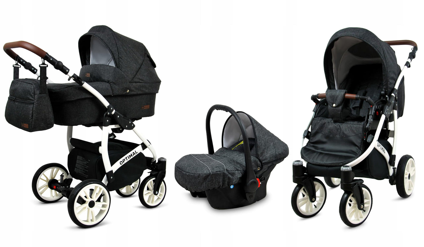 BabyLux® Kinderwagen Set 4 in 1 - Optimal - incl. Babywanne, Buggy Sportsitz, Auto-Babyschale, ISOFIX-Basisstation - Autositz - Kinderwagenset - Kombikinderwagen mit Wickeltasche usw.