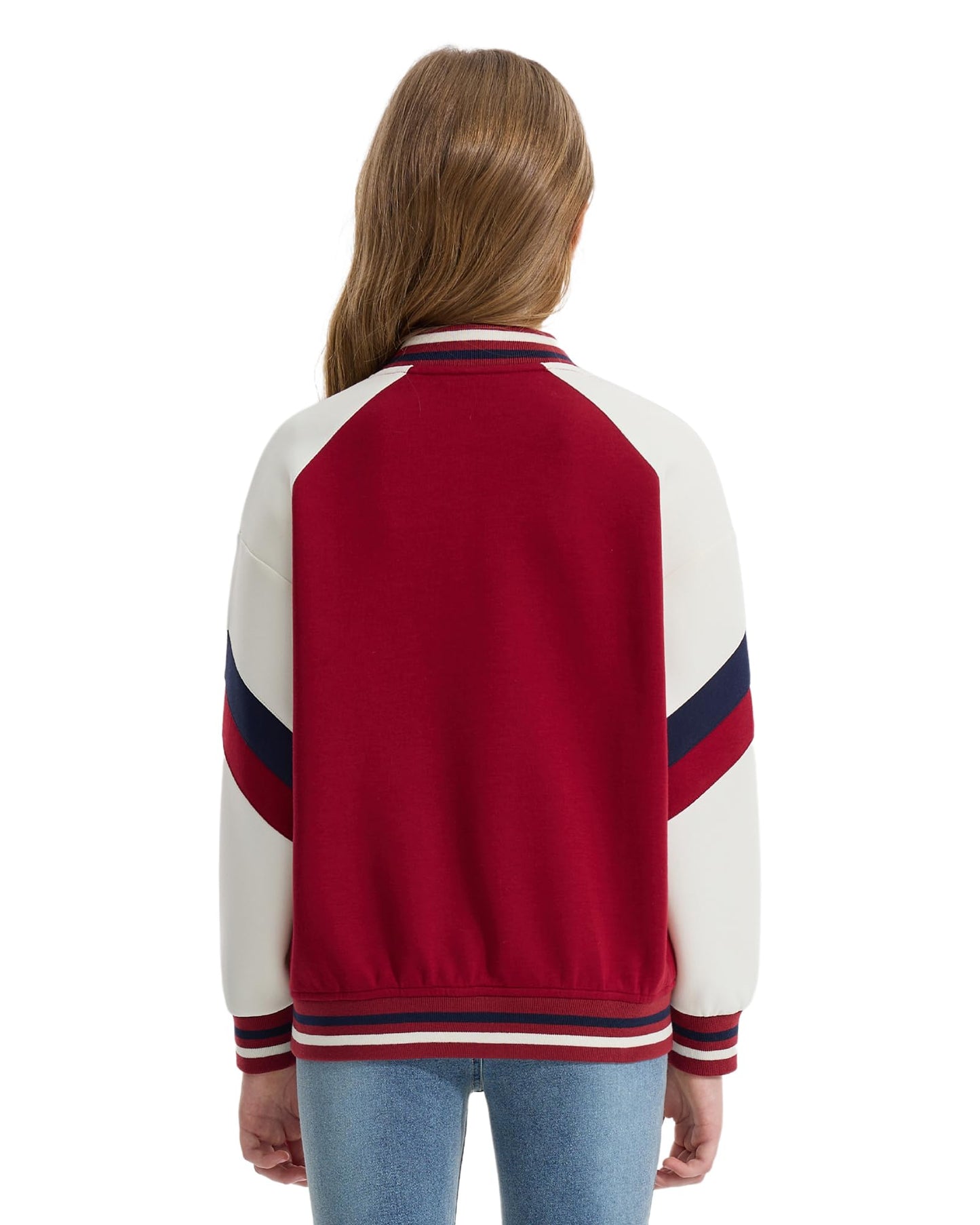 Rolanko Girls Baseball Jacket Boys Varsity Style Sweat Jacket with Pockets for School Bomber Coat for Children