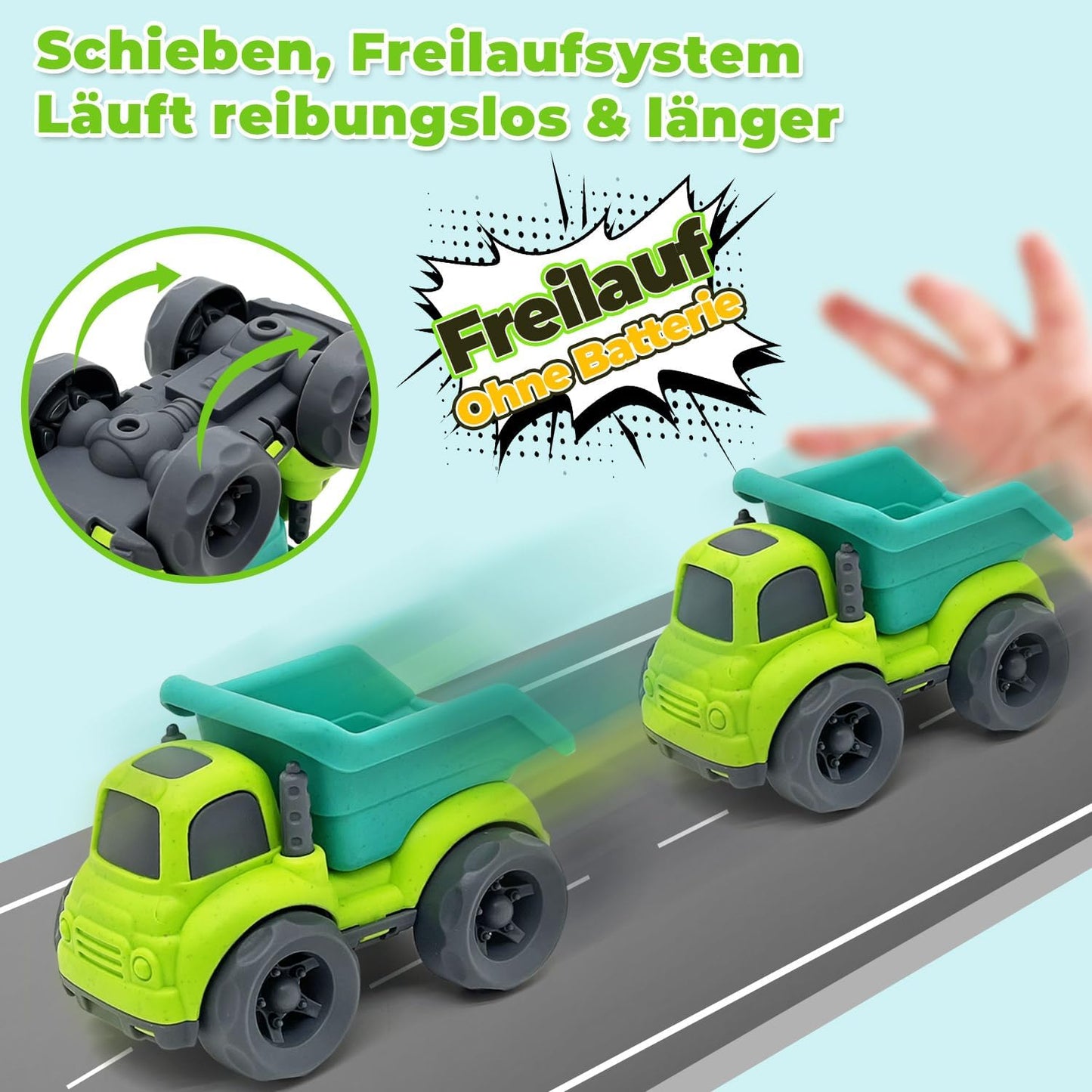 AESTEMON Sand Toy from 1 Year, Sandpit Toy Dump Truck & Concrete Mixer Truck Children's Toy from 1 2 Years, Indoor Outdoor Car Toy Baby Gift Boy 1 2 3 Years, Pack of 2
