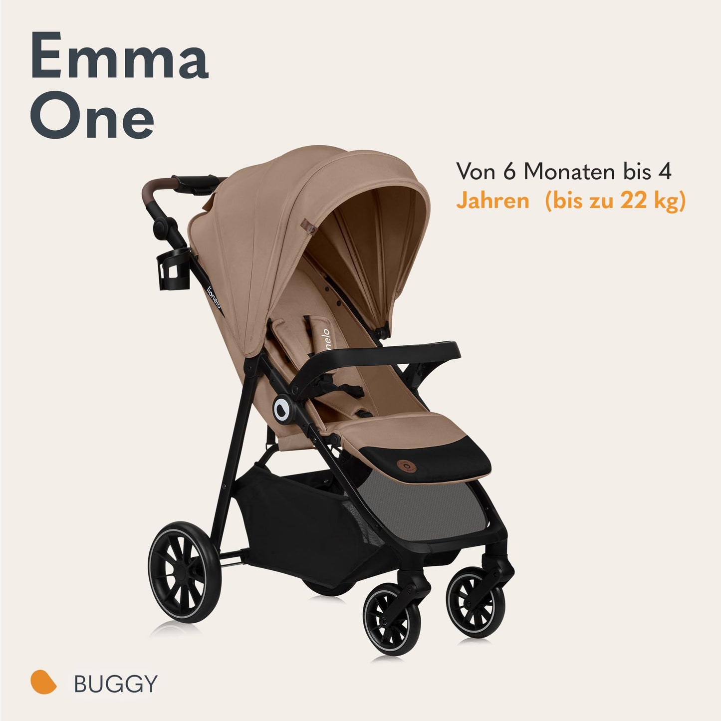 LIONELO Emma Plus Kinderwagen bis zu 15 kg, Kindersportwagen, leicht modern klein Buggy mit Liegeposition, zusammenklappbar, große Räder, großer Korb, Tasche Vivid Turkus