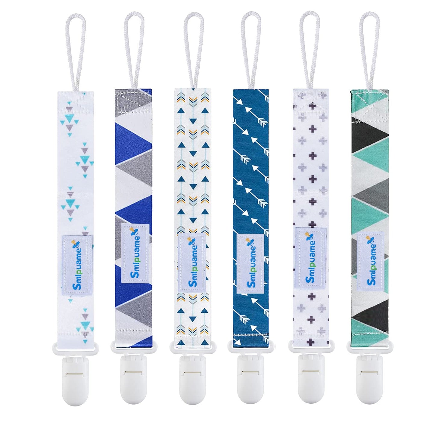 Smlpuame Baby Schnullerkette Mädchen Junge,6 Stück BPA-Frei Schnullerband Stoff Mädchen Junge,Schnuller Kette Nuckelkette Passen Die Meisten Schnuller und Beißspielzeug,Dummy Clips für Baby (Tier)