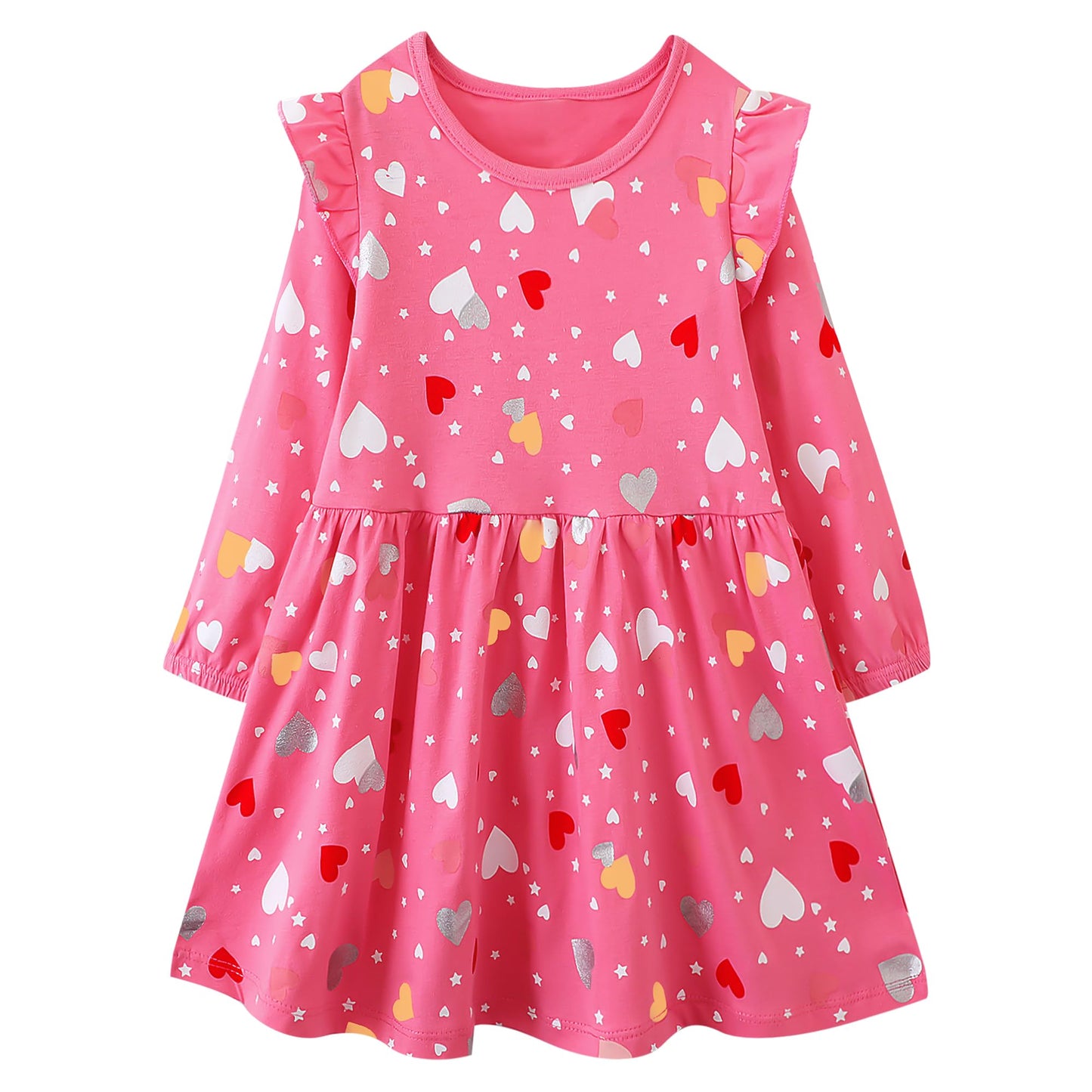 FILOWA Kleider für Mädchen Kinder Einhorn Blumen Stickerei Herz Druck Tier Sommerkleid Cartoon Kinderkleider Embroider Baumwolle Mädchenkleid Lange/Ärmellos Lässige Geburtstag Kinderkleidung,Gr.92-128