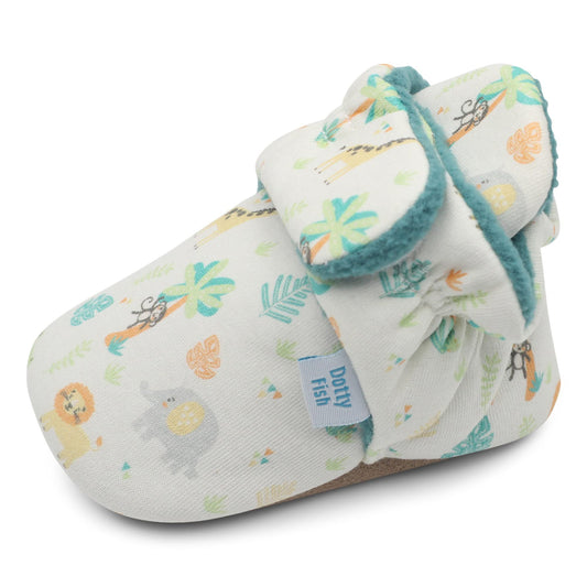 Dotty Fish Baby Winter Boots - Warm Non-Slip Cotton Crawling Shoes with Suede Sole - 0-24 Months