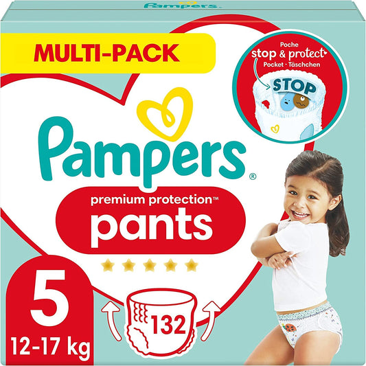 Pampers Premium Protection Pants Größe 4, 168 Windeln, 9kg-15kg, Mit 360° Passform und 2x breiteren Bündchen als vorher für unseren besten Komfort & Schutz