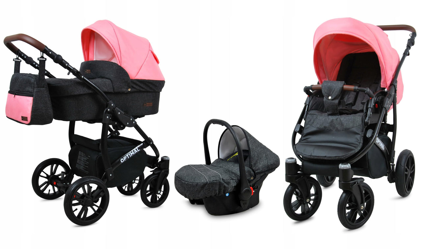 BabyLux® Kinderwagen Set 4 in 1 - Optimal - incl. Babywanne, Buggy Sportsitz, Auto-Babyschale, ISOFIX-Basisstation - Autositz - Kinderwagenset - Kombikinderwagen mit Wickeltasche usw.